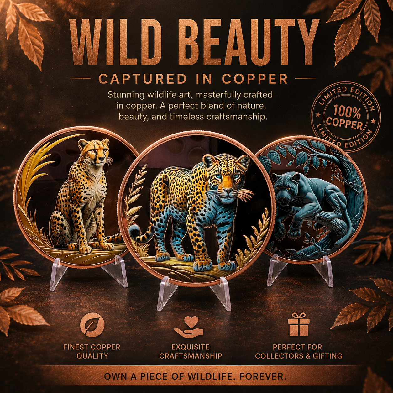 The Ultimate Big Cat Collection: Complete 4-Coin 5oz Copper Round