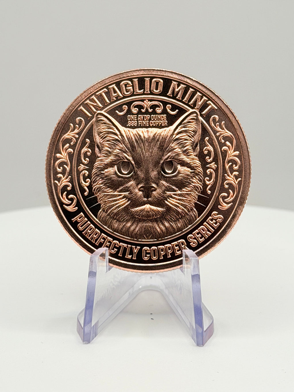 Intaglio Mint Purrfectly Copper Series - 1 oz .999 Fine Copper Cat Round