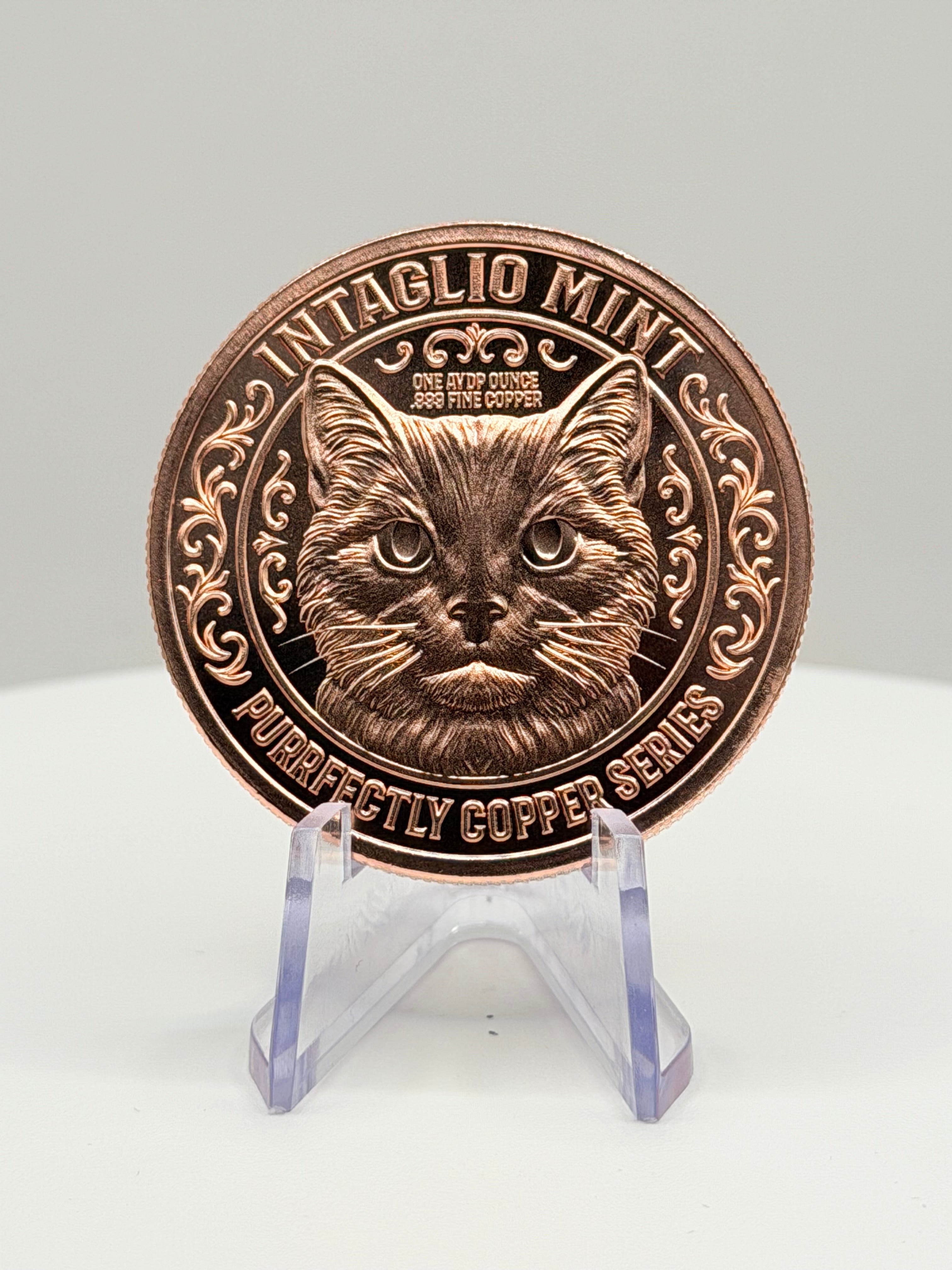 Intaglio Mint Purrfectly Copper Series - 1 oz .999 Fine Copper Cat Round