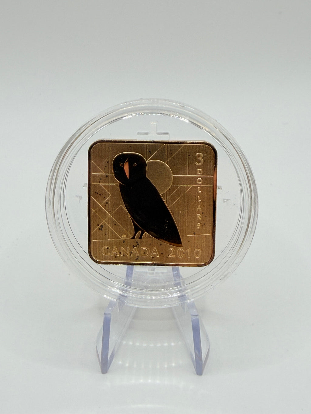 2010 Canada $3 Wildlife Conservation Series: Barn Owl Gold-Plated Sterling Silver Square Coin (Box & COA)