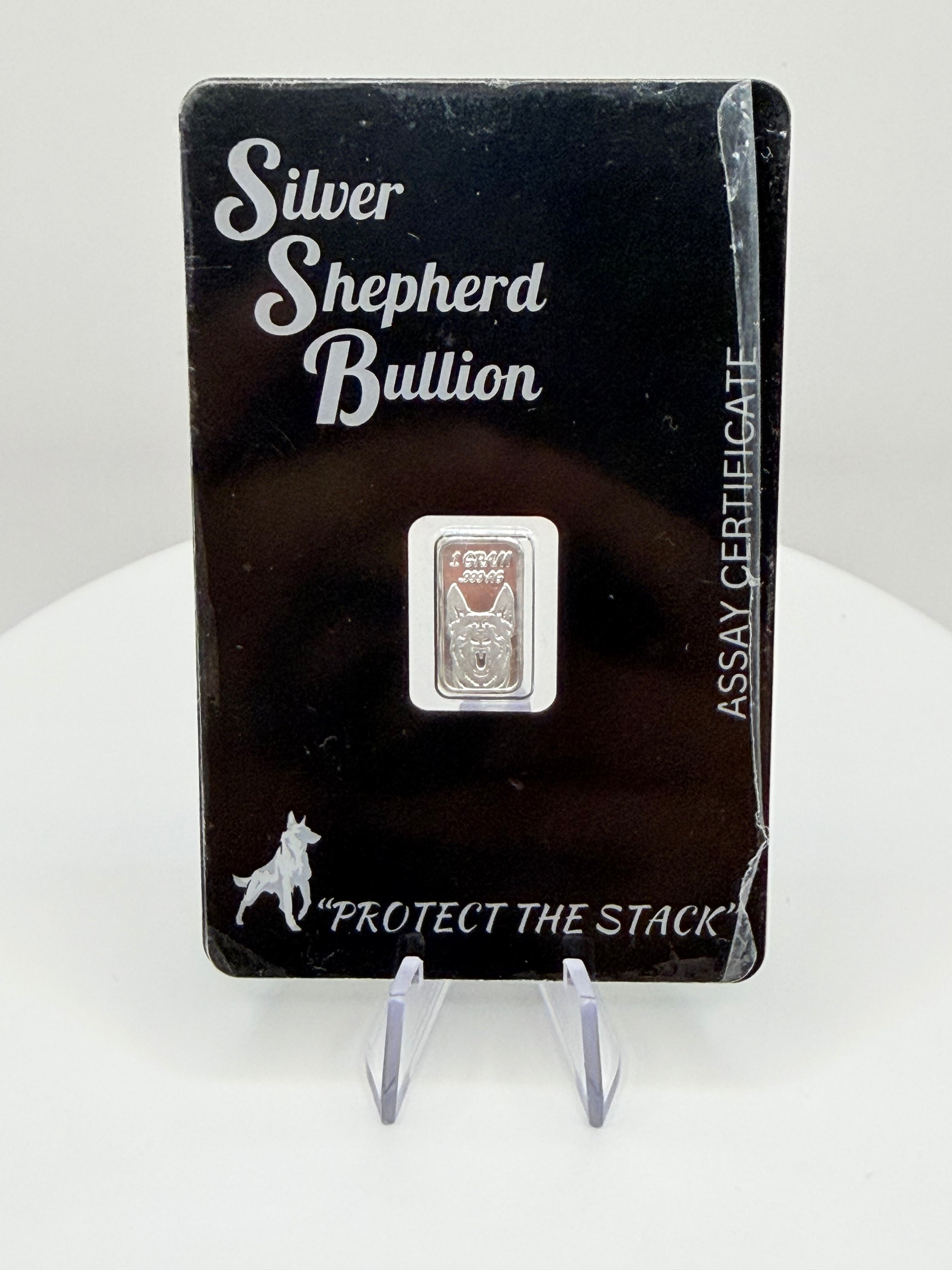 Silver Shepherd Bullion 1g Fine Silver Bar German Shepherd Dog Collectible