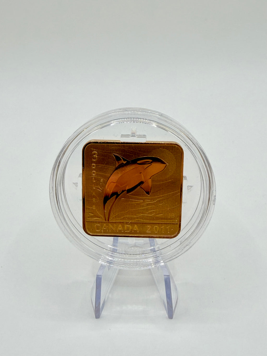 2011 Canada $3 Wildlife Conservation Series: Orca Whale Gold-Plated Sterling Silver Square Coin (Box & COA)