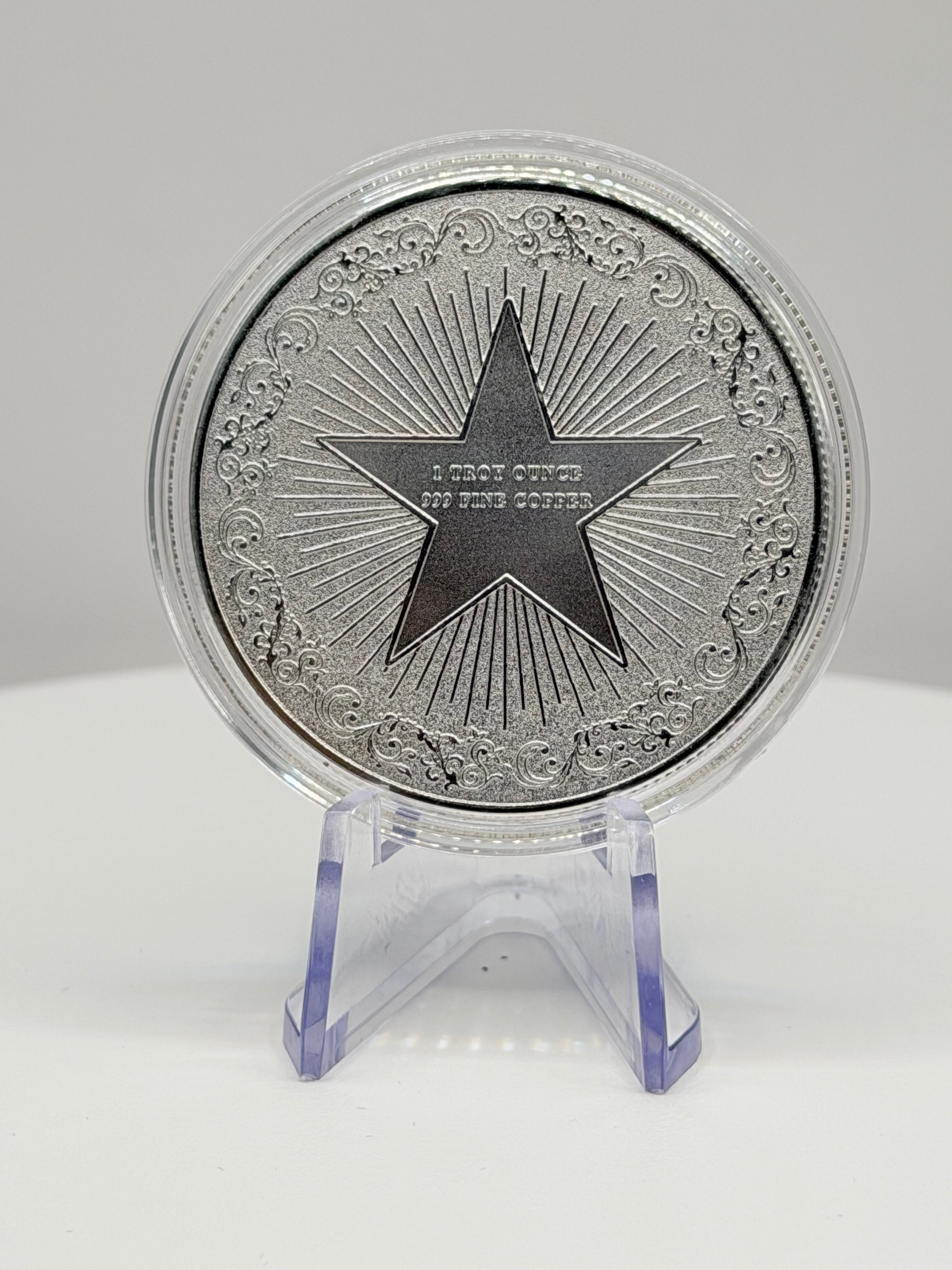 Grizzly Bear Lightning Strike 1 oz .999 Fine Copper Art Round - Limited Edition Colorized Bullion