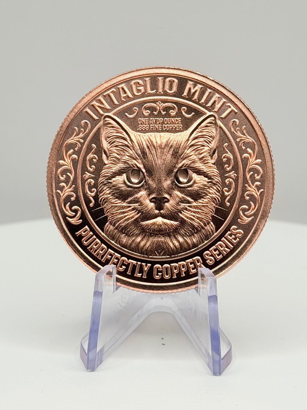 Intaglio Mint Purrfectly Copper Series - 1 oz .999 Fine Copper Cat Round