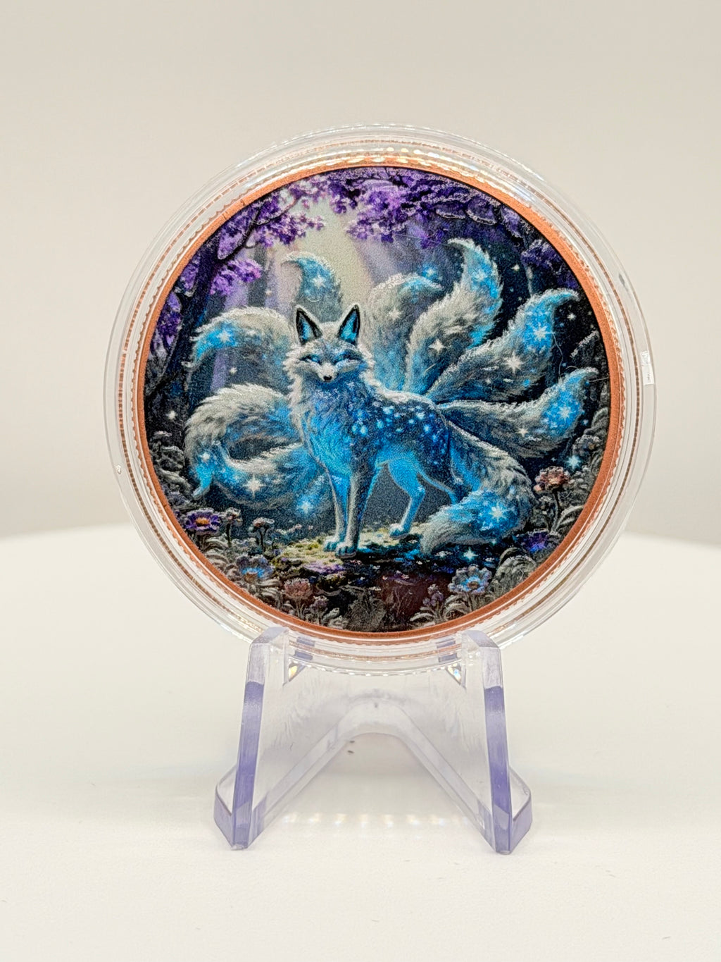 Mystical Nine-Tailed Cosmic Fox 1 oz .999 Fine Copper Art Round - Limited Edition Colorized Bullion