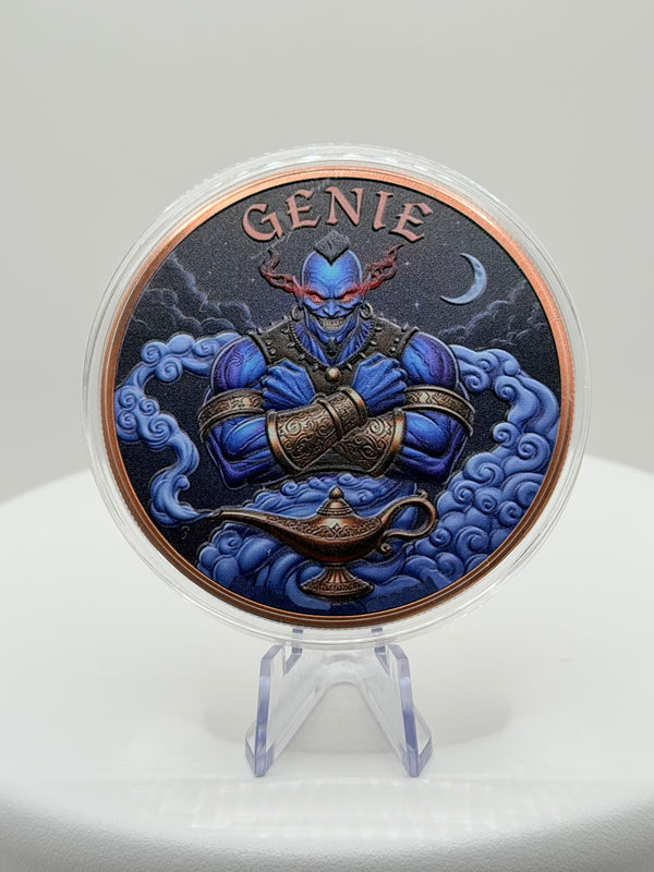 Ronde en cuivre colorée de 5 oz « Génie » (pureté .999) République du Libéria 2026