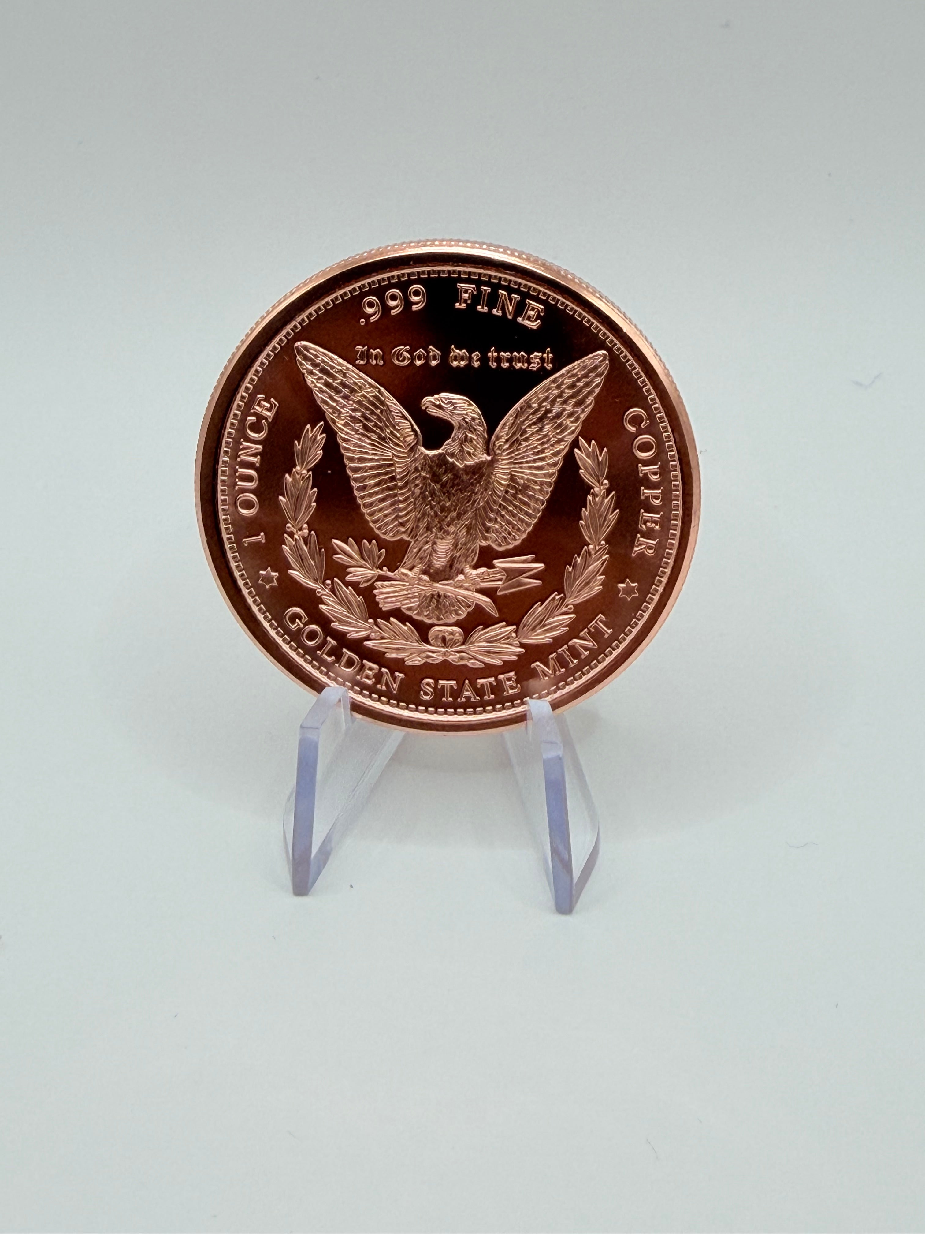 1 oz Morgan Dollar Design .999 Fine Copper Round Bullion Coin