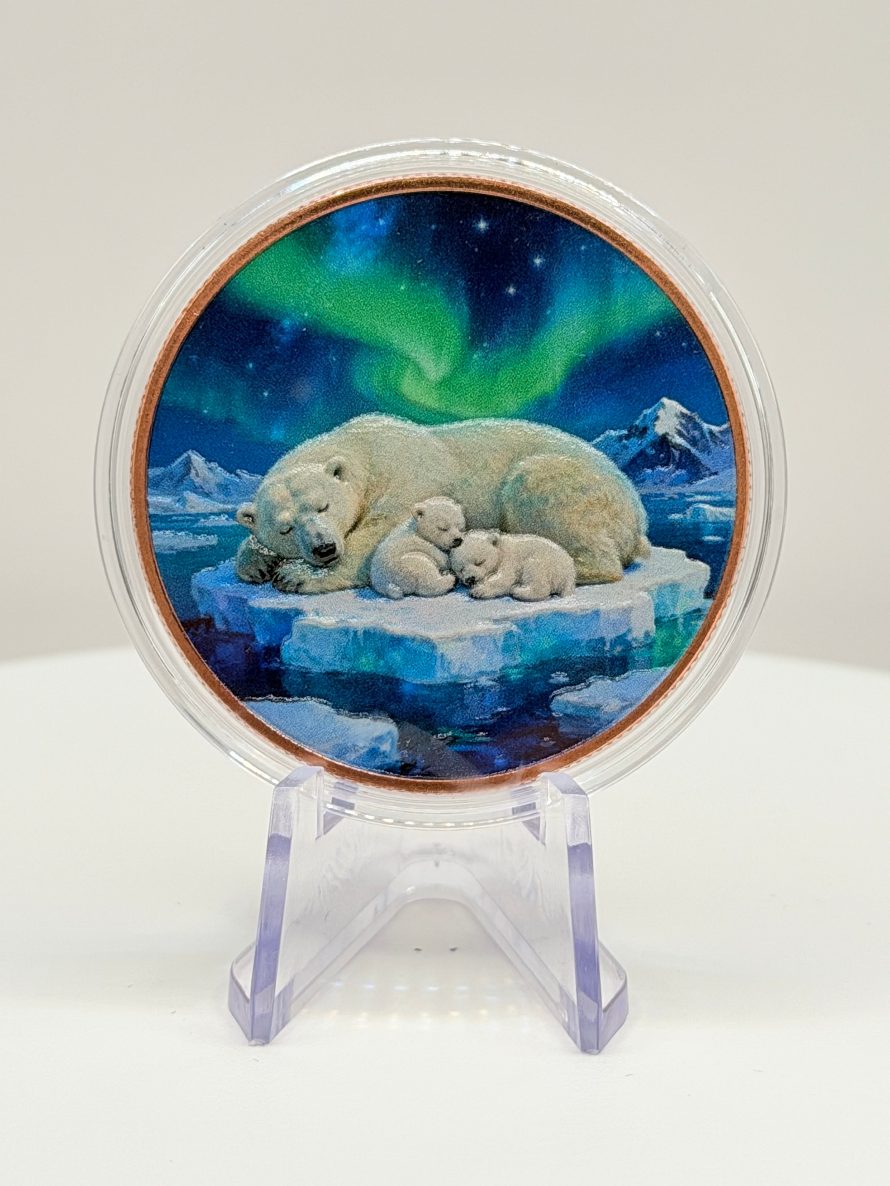 Arctic Polar Bear Hourglass 1 oz .999 Fine Copper Art Round - Limited Edition Colorized Bullion