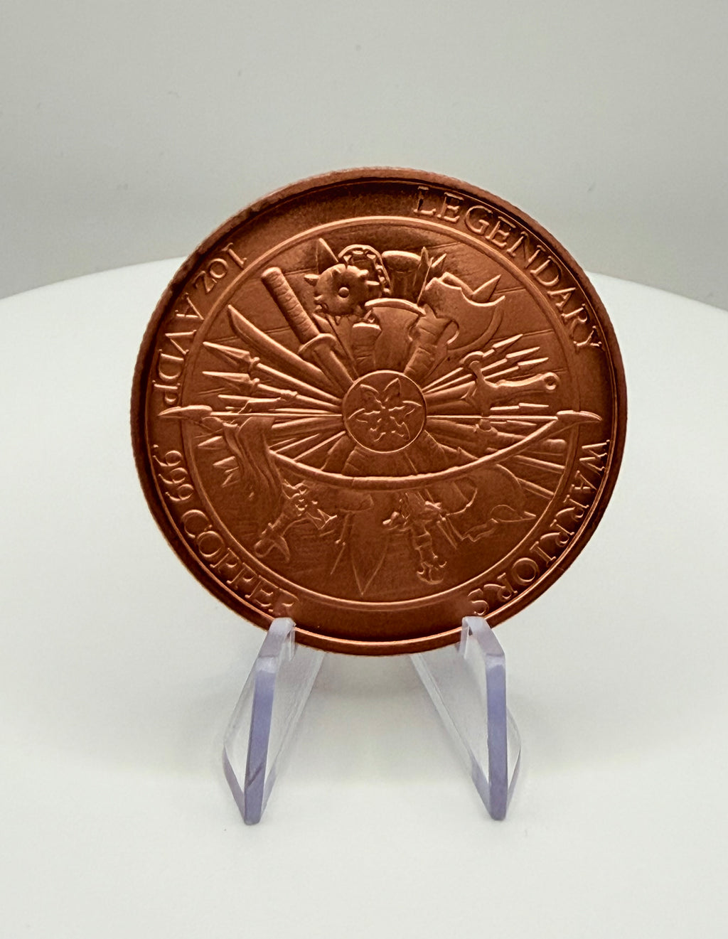 Spartacus 1 oz .999 Pure Copper Round - Legendary Warriors Series High Relief Gladiator Pocket Coin, Roman History Gift
