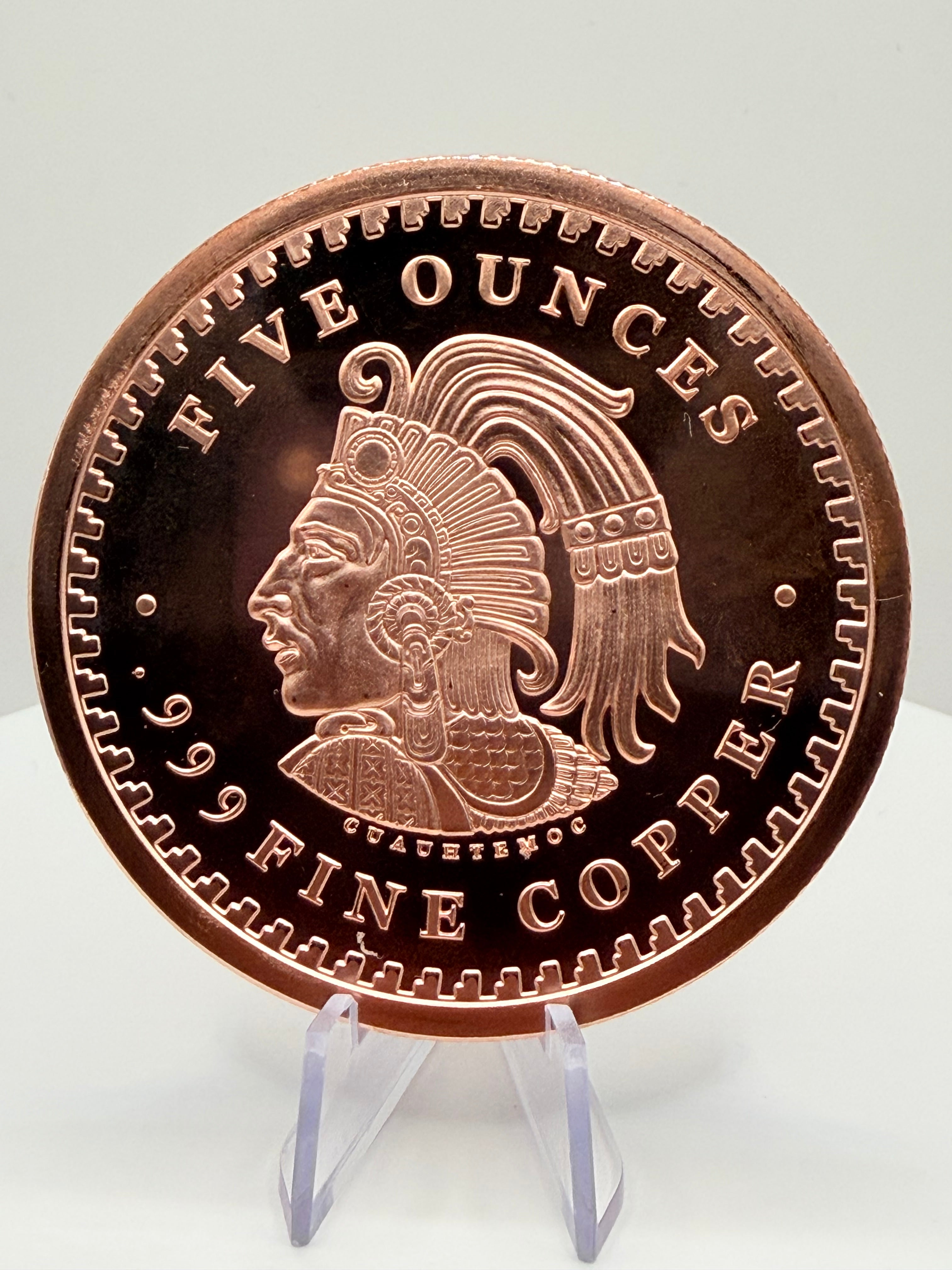 Aztec Calendar 5 oz Pure .999 Fine Copper Round Bullion
