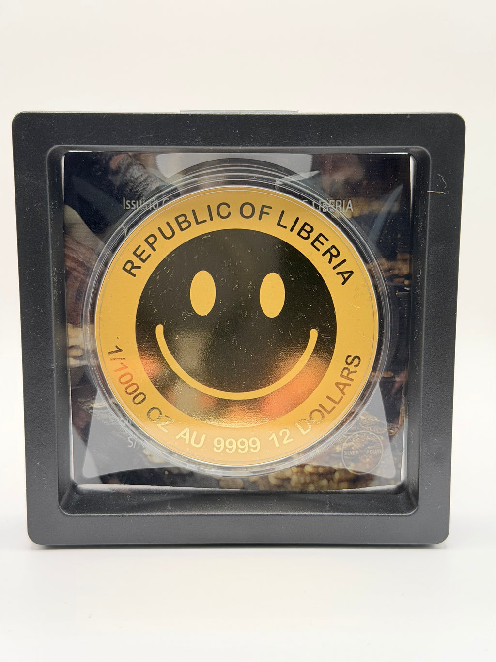 Liberia 1/1000 oz Gold Smiley Face Coin 12 Dollars 9999 Pure