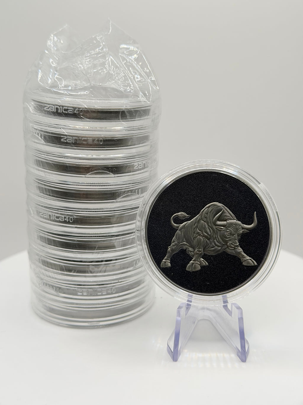 Bull & Bear 1 oz .999 Pure Copper Round - Wall Street Stock Market High Relief Pocket Coin, Financial Investor Day Trader Gift