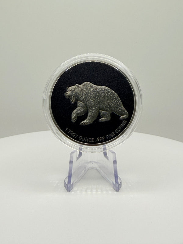 Bull & Bear 1 oz .999 Pure Copper Round - Wall Street Stock Market High Relief Pocket Coin, Financial Investor Day Trader Gift