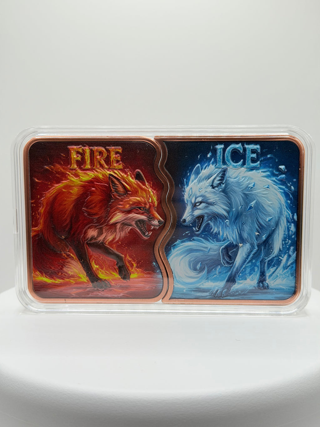 Fire and Ice Fox 10 oz Interlocking .999 Copper Art Bar Set
