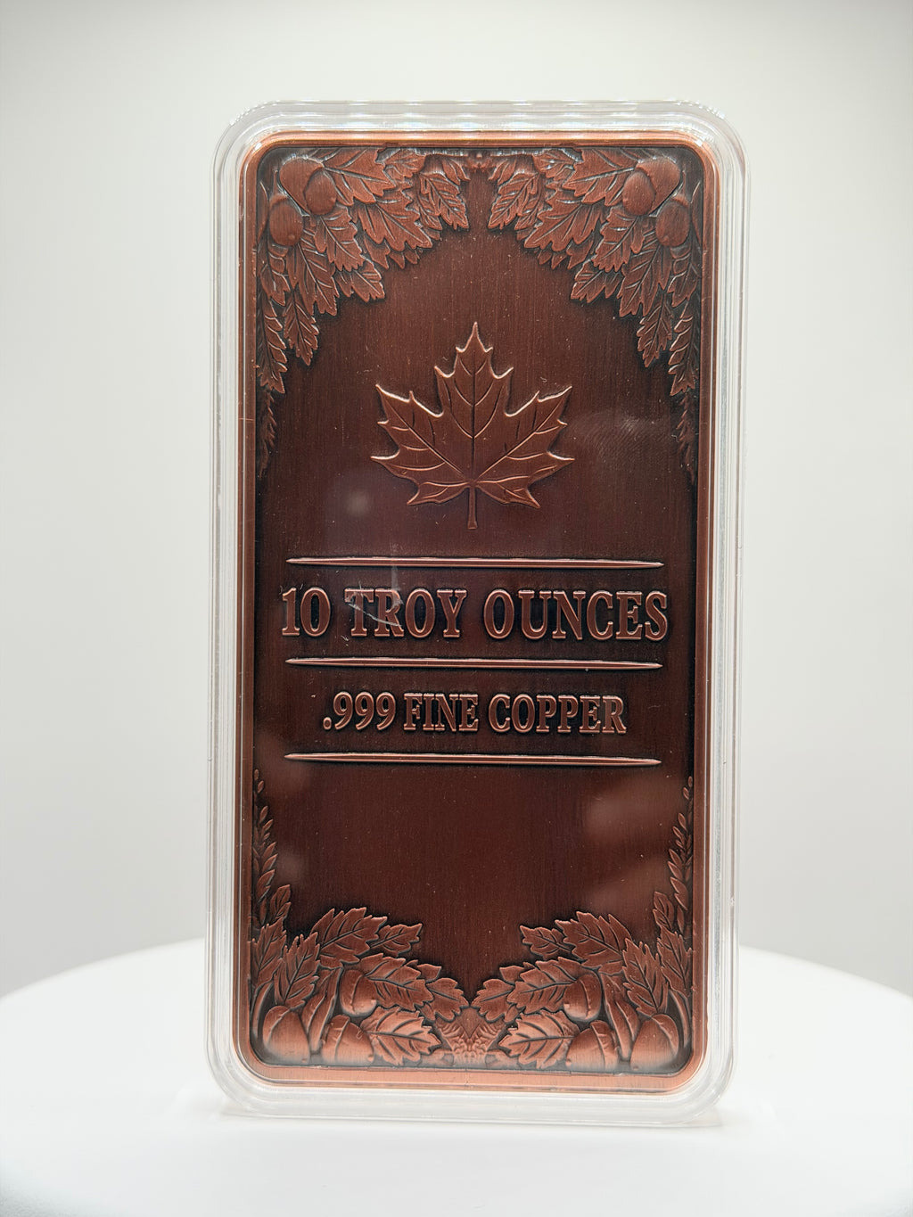 Autumn Leaves & Pinecones 10 oz Colorized .999 Copper Art Bar