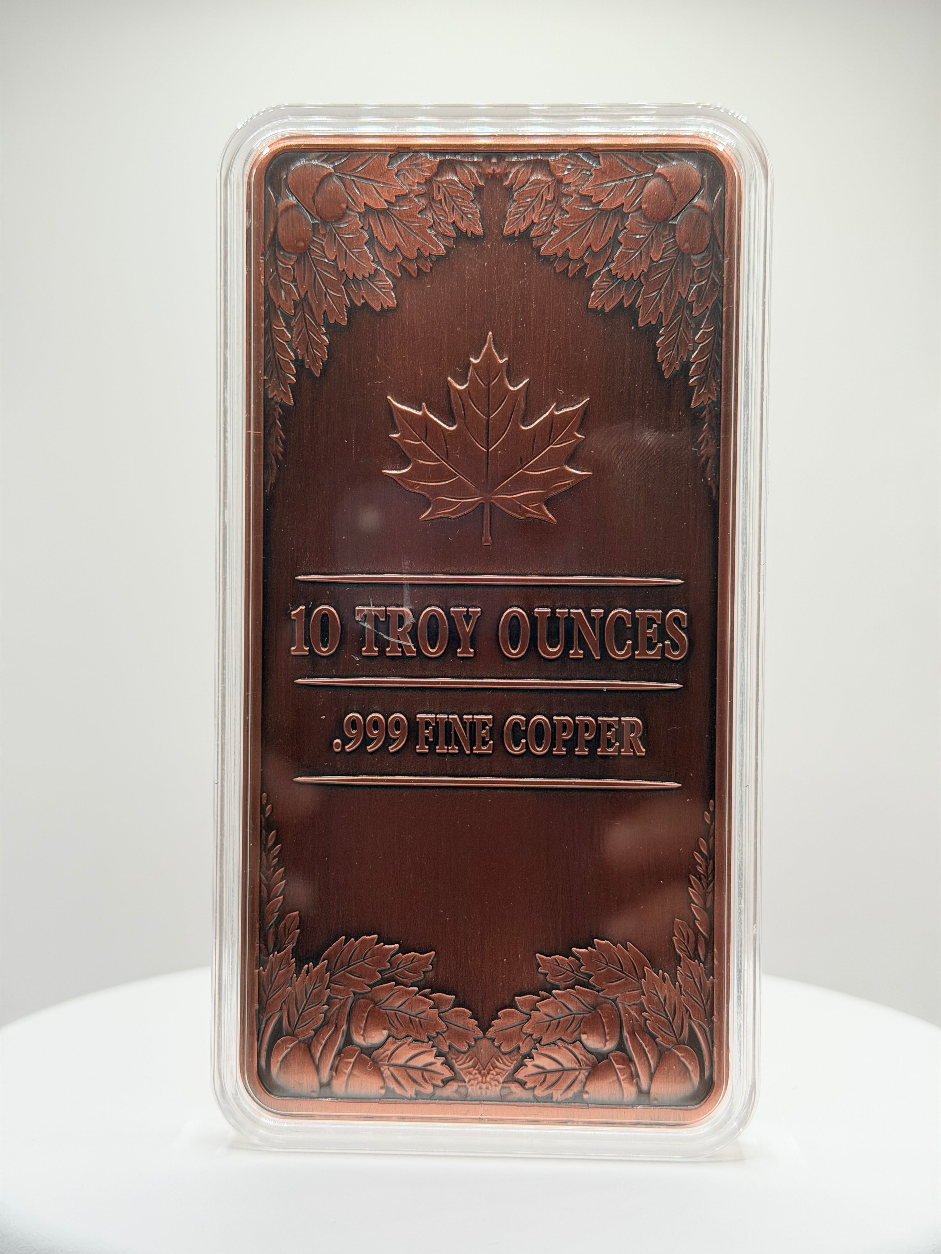 Autumn Leaves & Pinecones 10 oz Colorized .999 Copper Art Bar