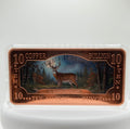 10 oz Deer Currency Colorized .999 Fine Copper Art Bar Bullion
