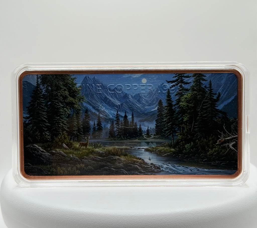 10 oz Deer Currency Colorized .999 Fine Copper Art Bar Bullion