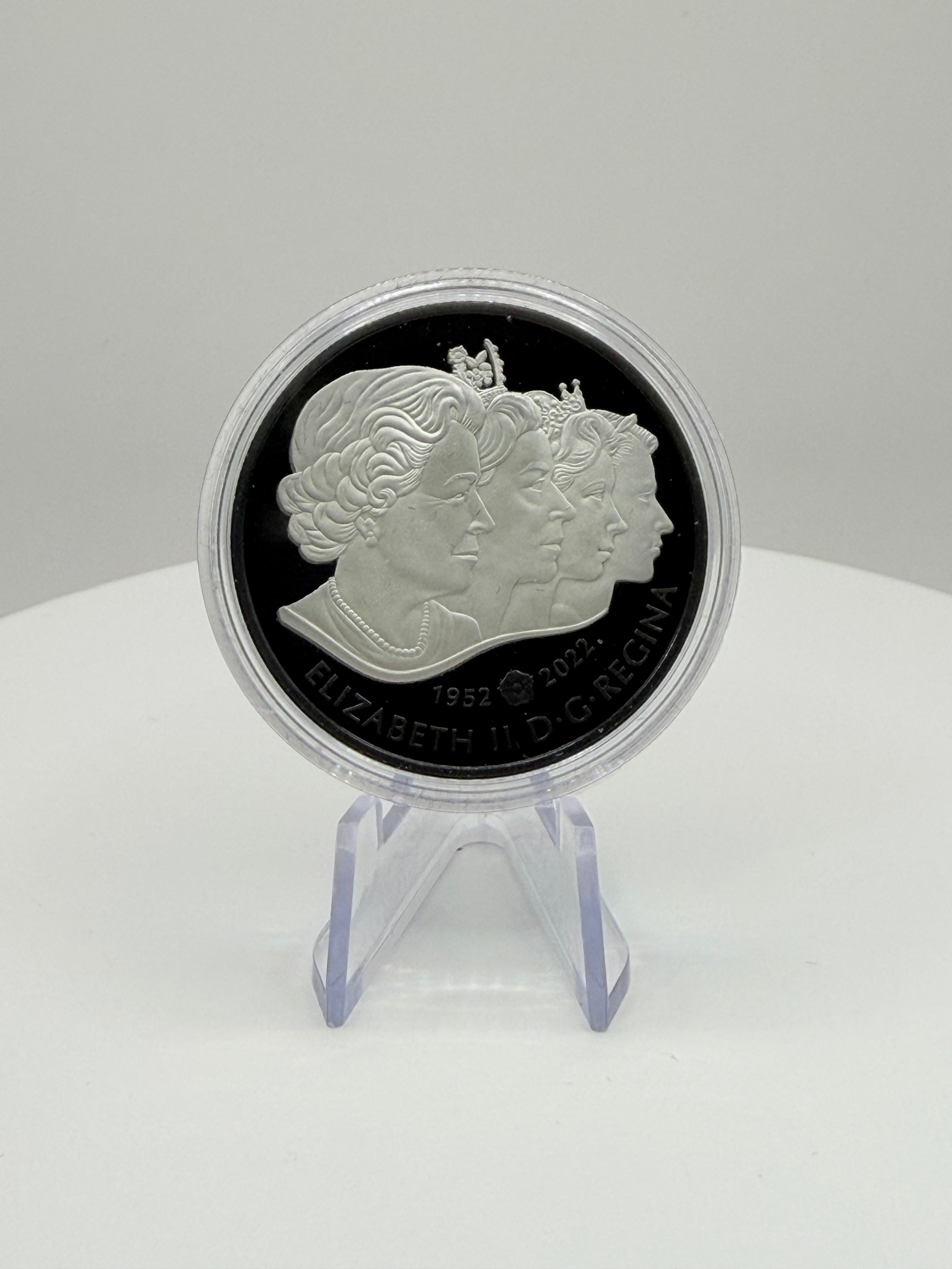 2022 Canada $20 Queen Elizabeth II’s Royal Cypher 1 oz Pure Silver Coin (Black Rhodium Plated)