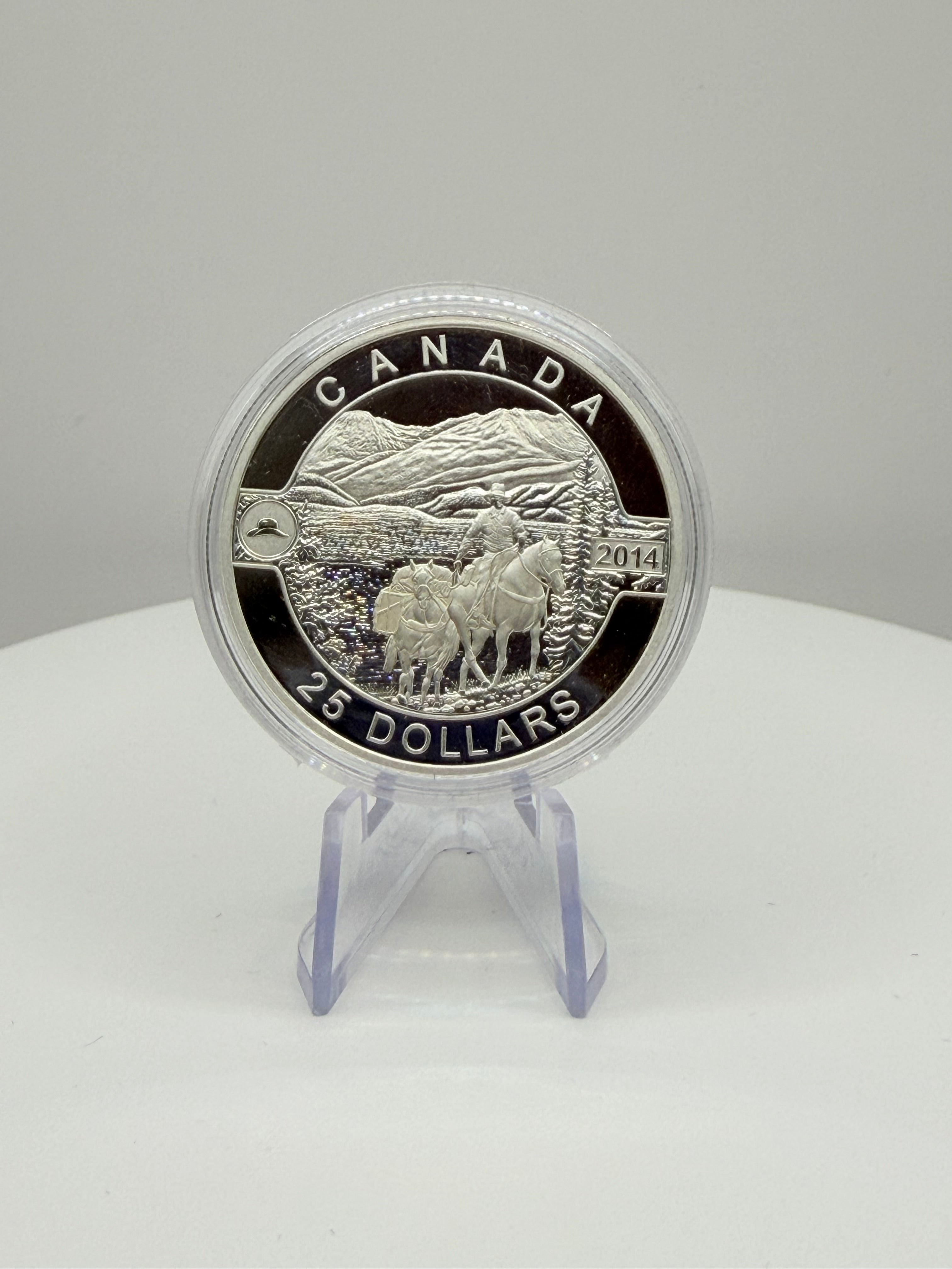 2014 Canada $25 O Canada Cowboy in the Canadian Rockies 1oz Silver Coin
