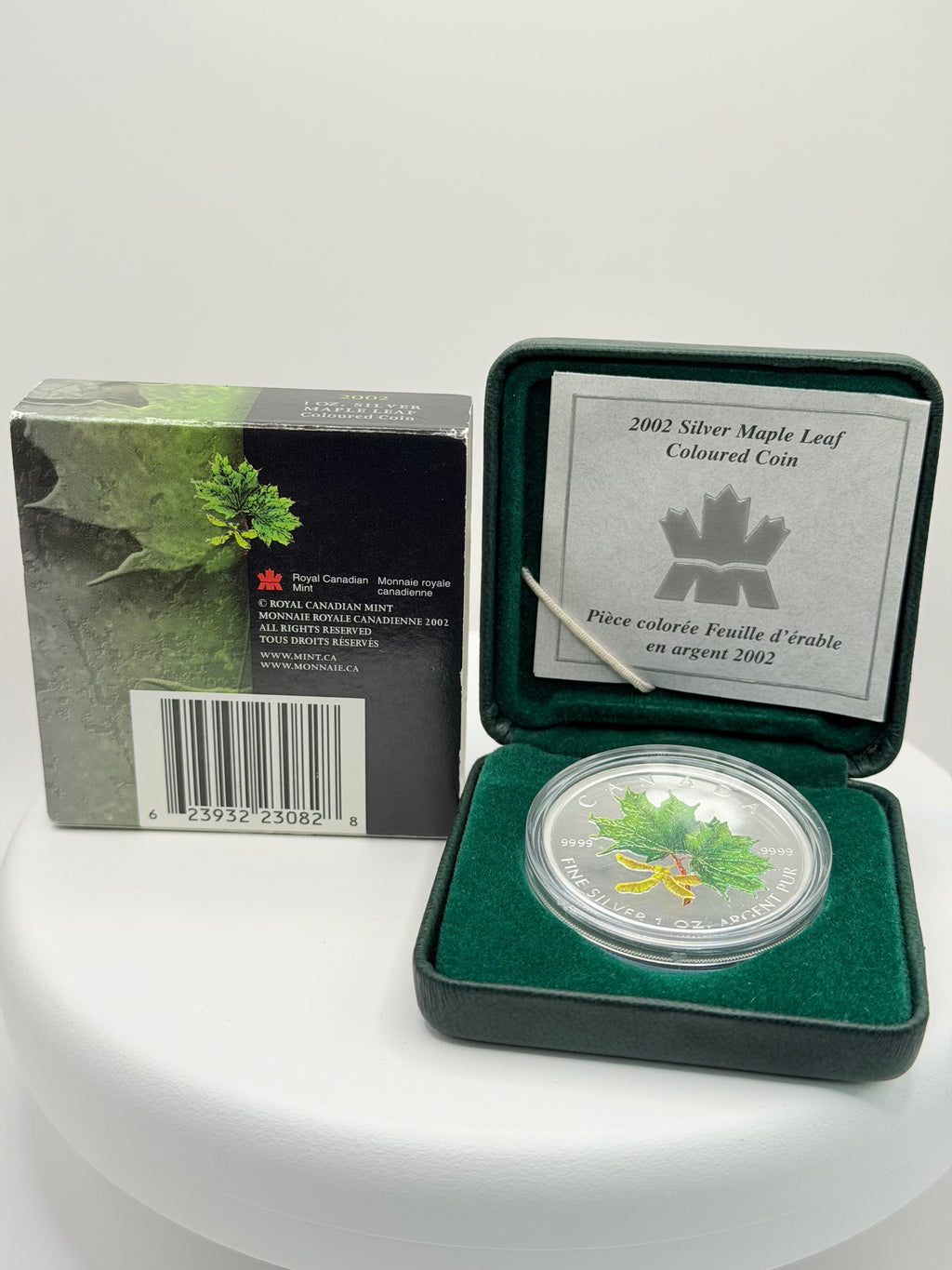 2002 Canada 1 oz Silver Maple Leaf Coloured Coin Box COA