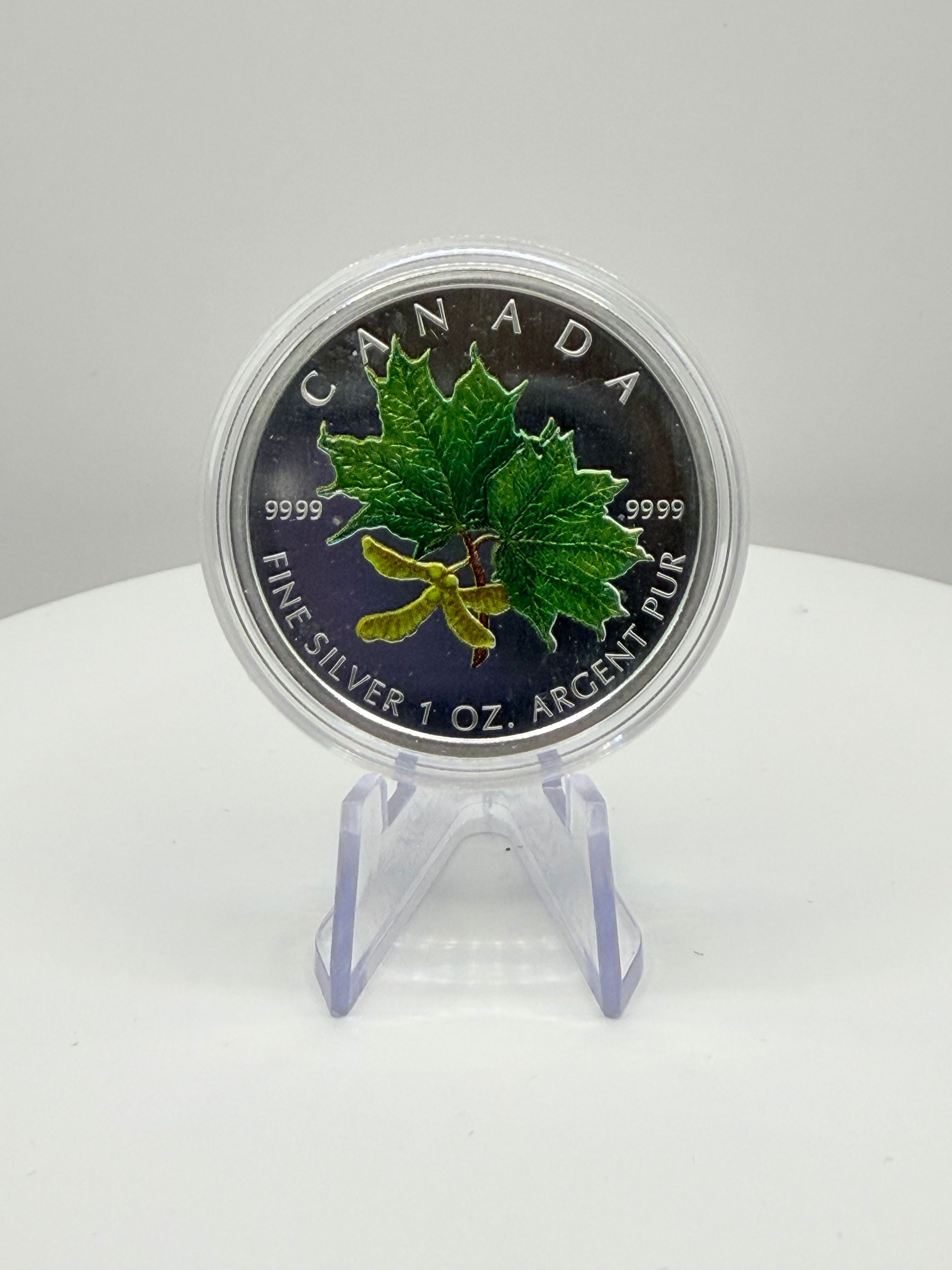 2002 Canada 1 oz Silver Maple Leaf Coloured Coin Box COA