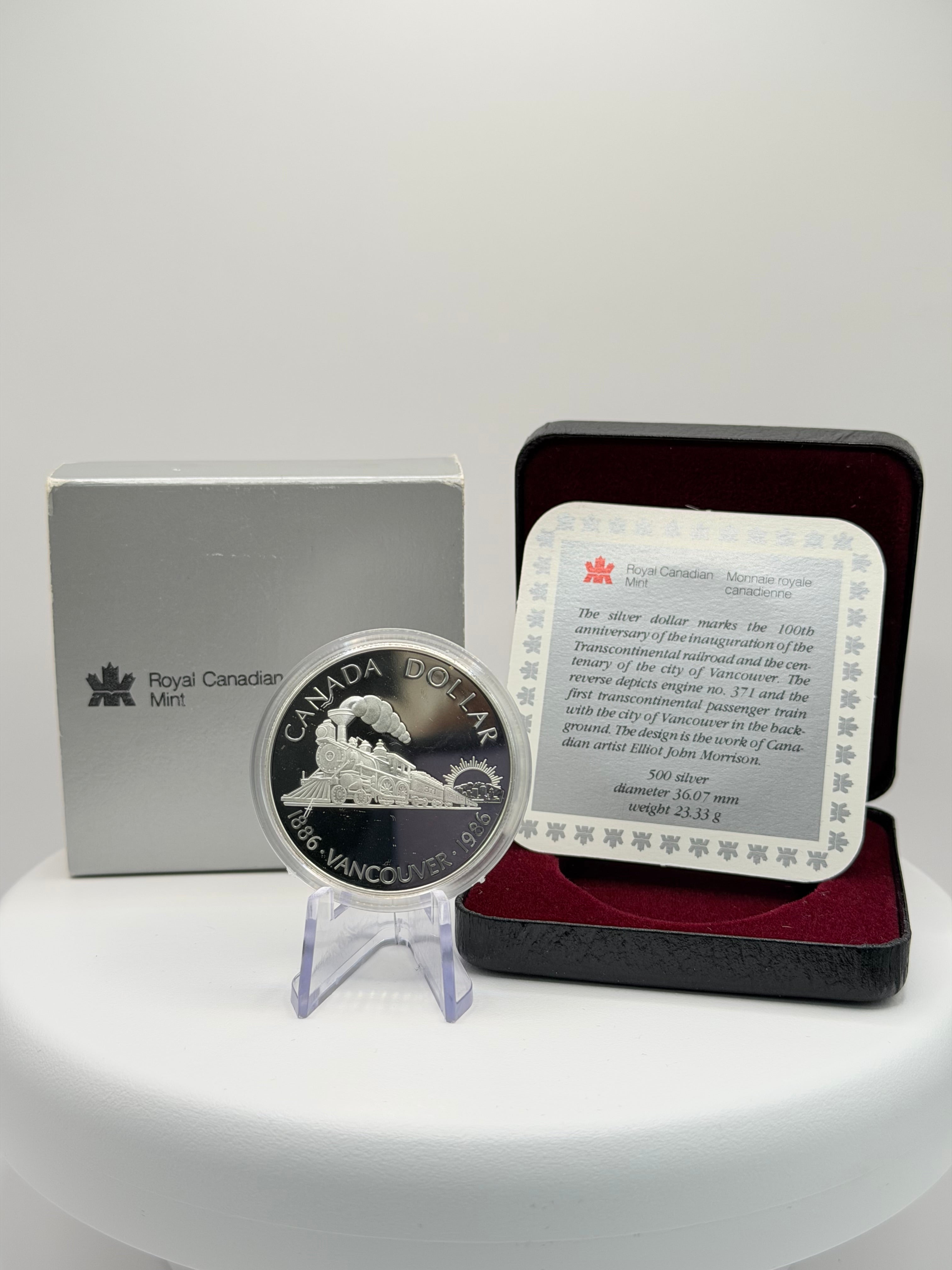 1986 Canada Vancouver Centennial $1 Silver Proof Coin Boxed