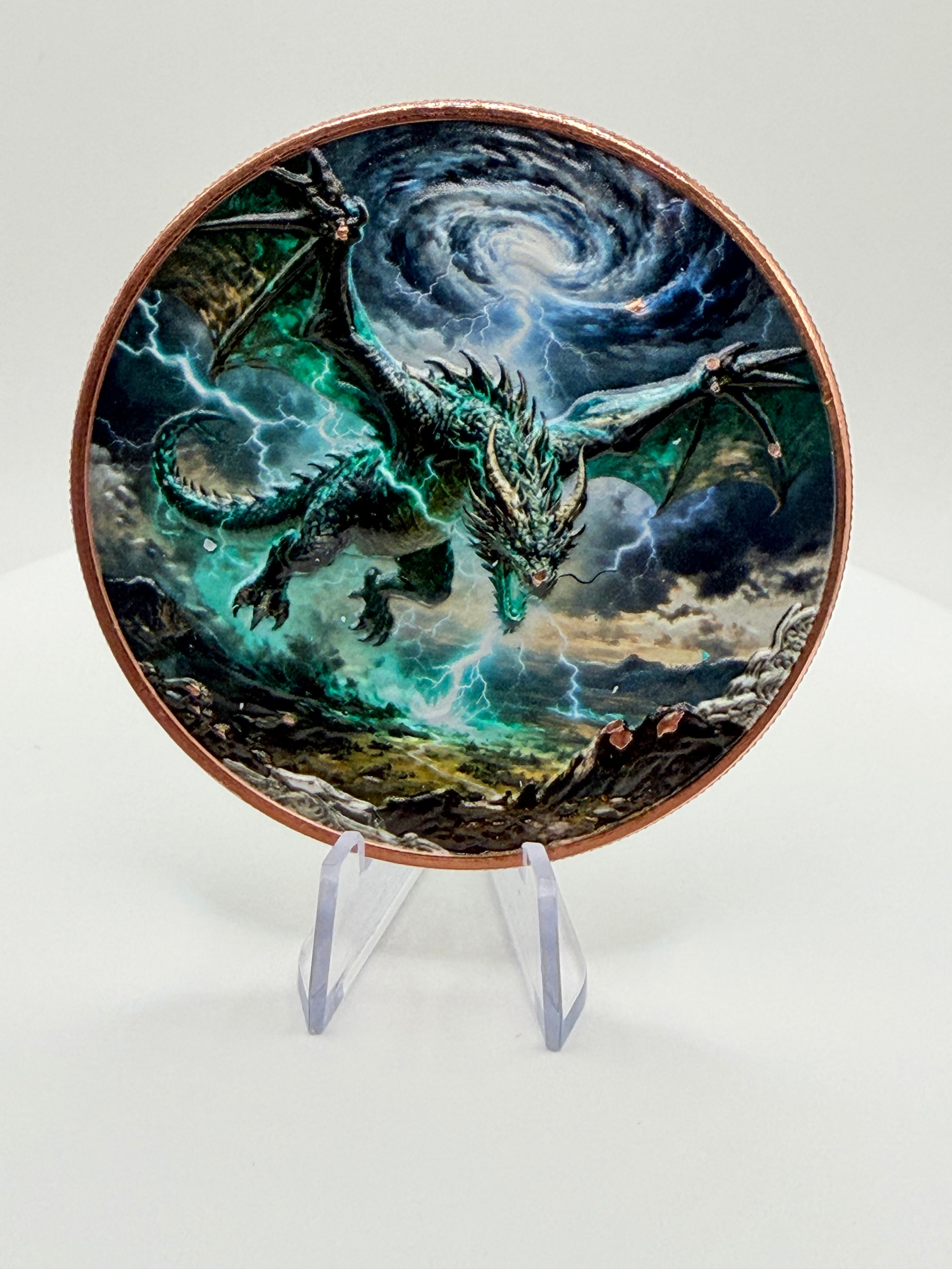 Storm Dragon 5 oz .999 Fine Copper Round – Colorized Fantasy Collectible