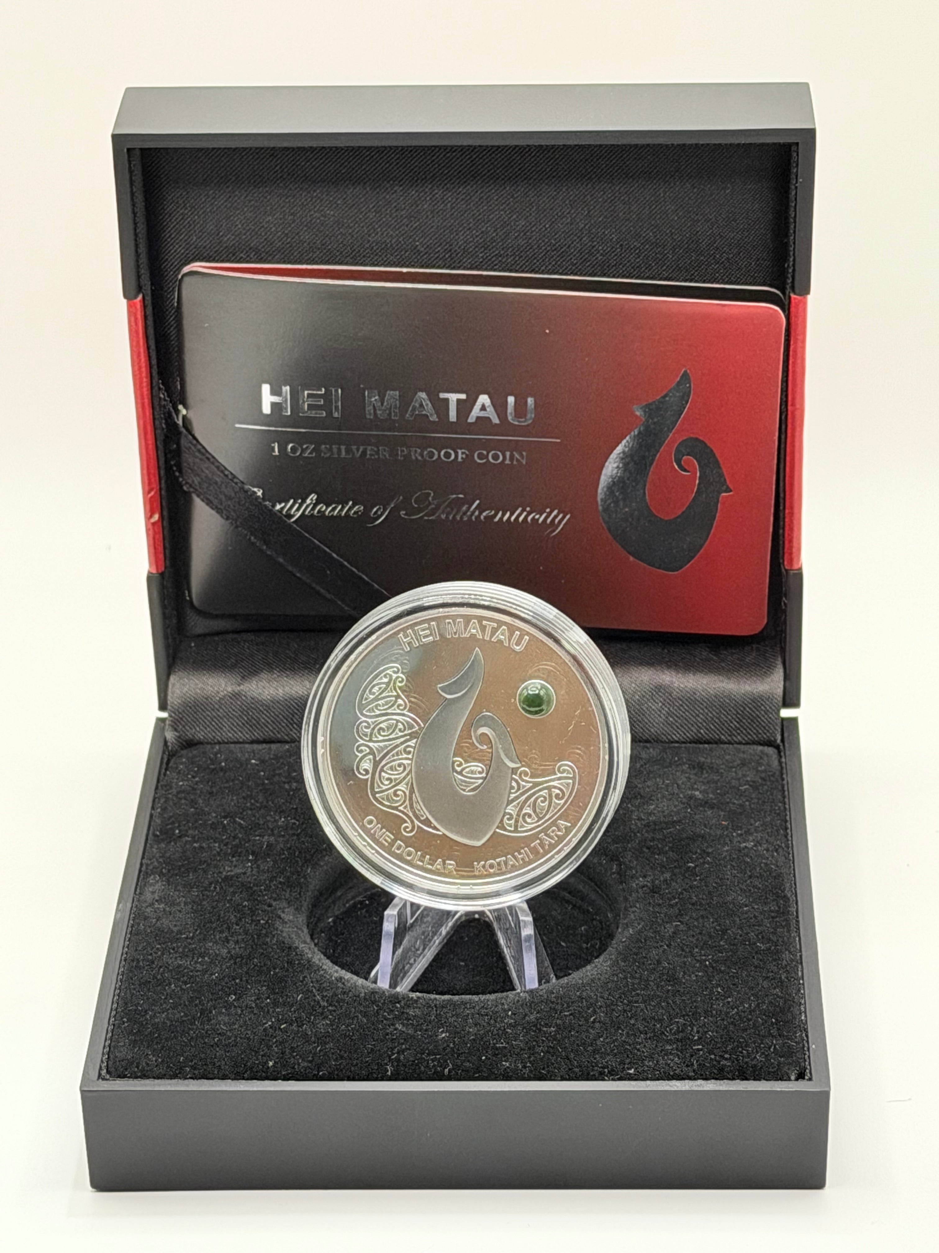 2012 New Zealand $1 Hei Matau Pounamu Greenstone 1oz Silver Coin