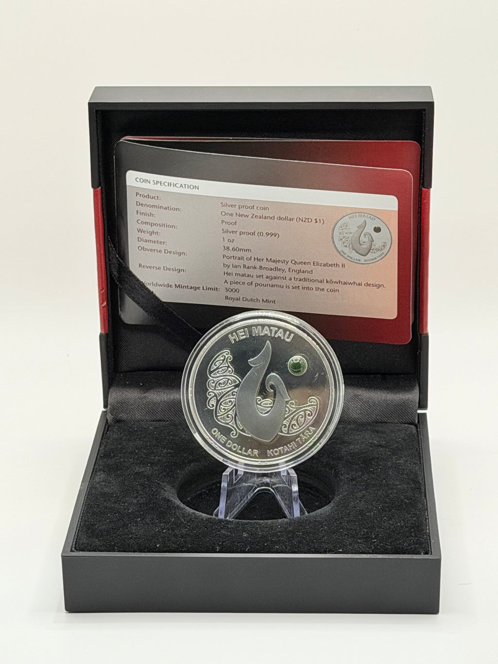 2012 New Zealand $1 Hei Matau Pounamu Greenstone 1oz Silver Coin