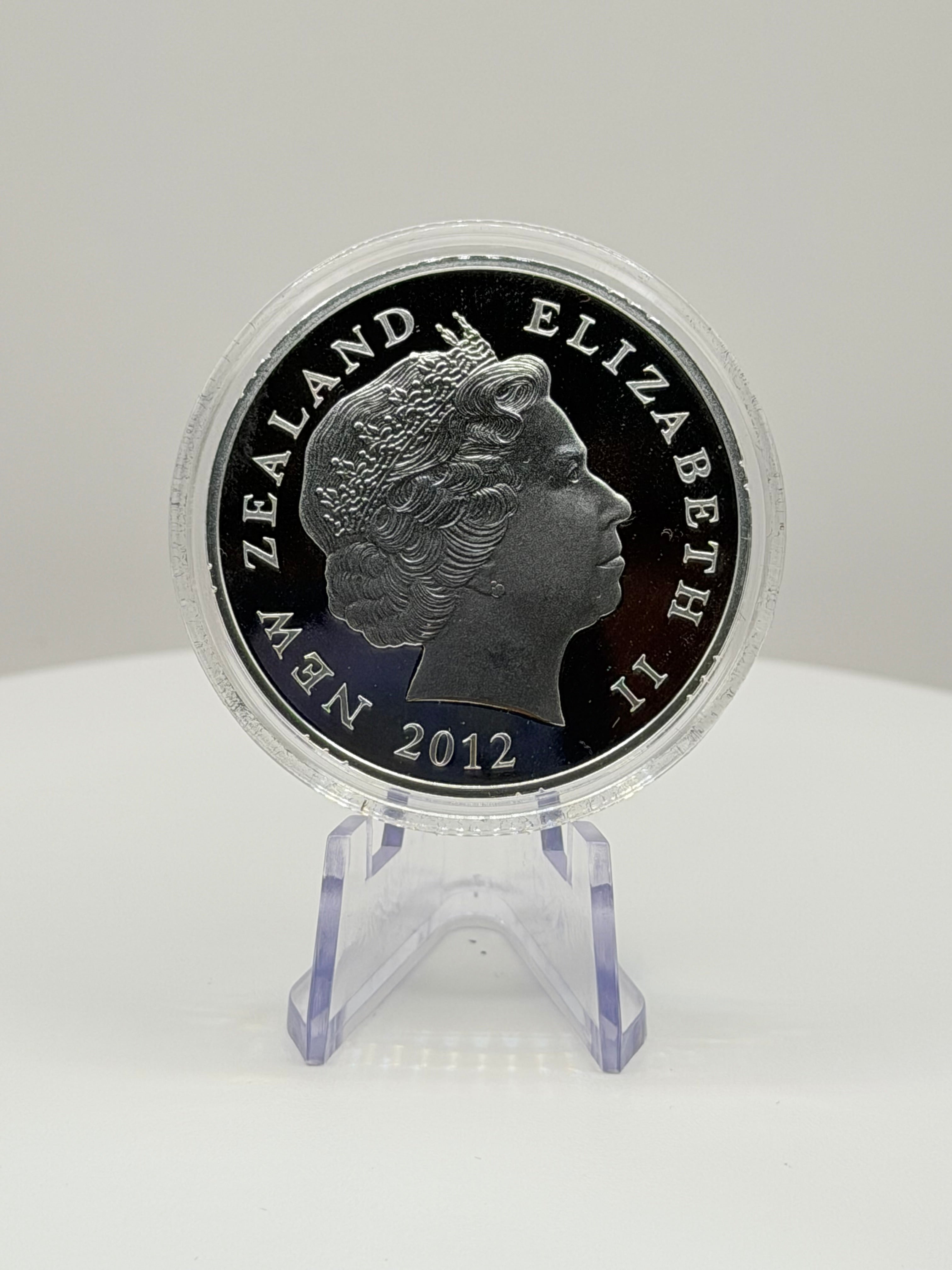 2012 New Zealand $1 Hei Matau Pounamu Greenstone 1oz Silver Coin
