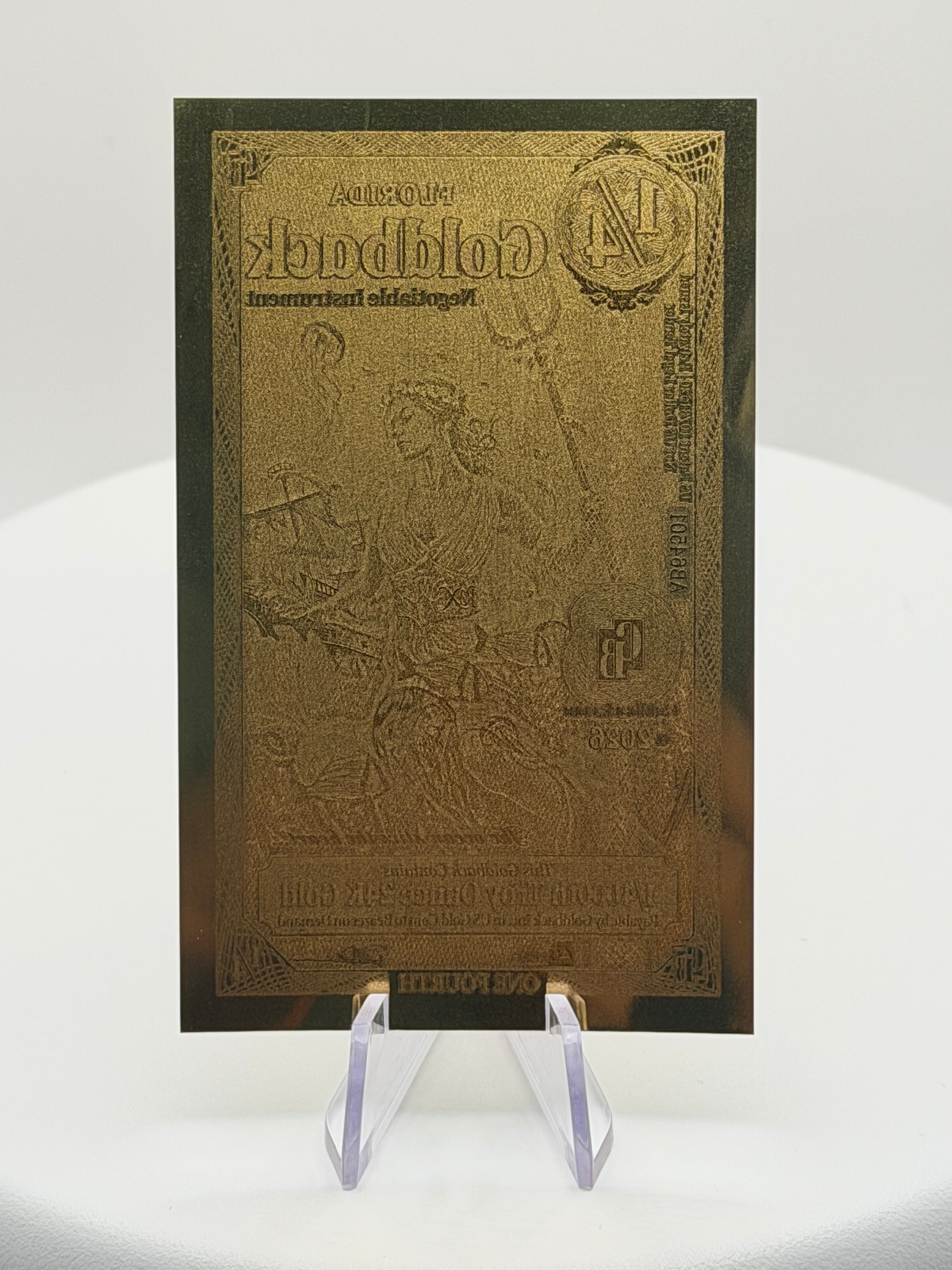 2026 Florida 1/4 Goldback 1/4000 oz 24K Gold Foil Note