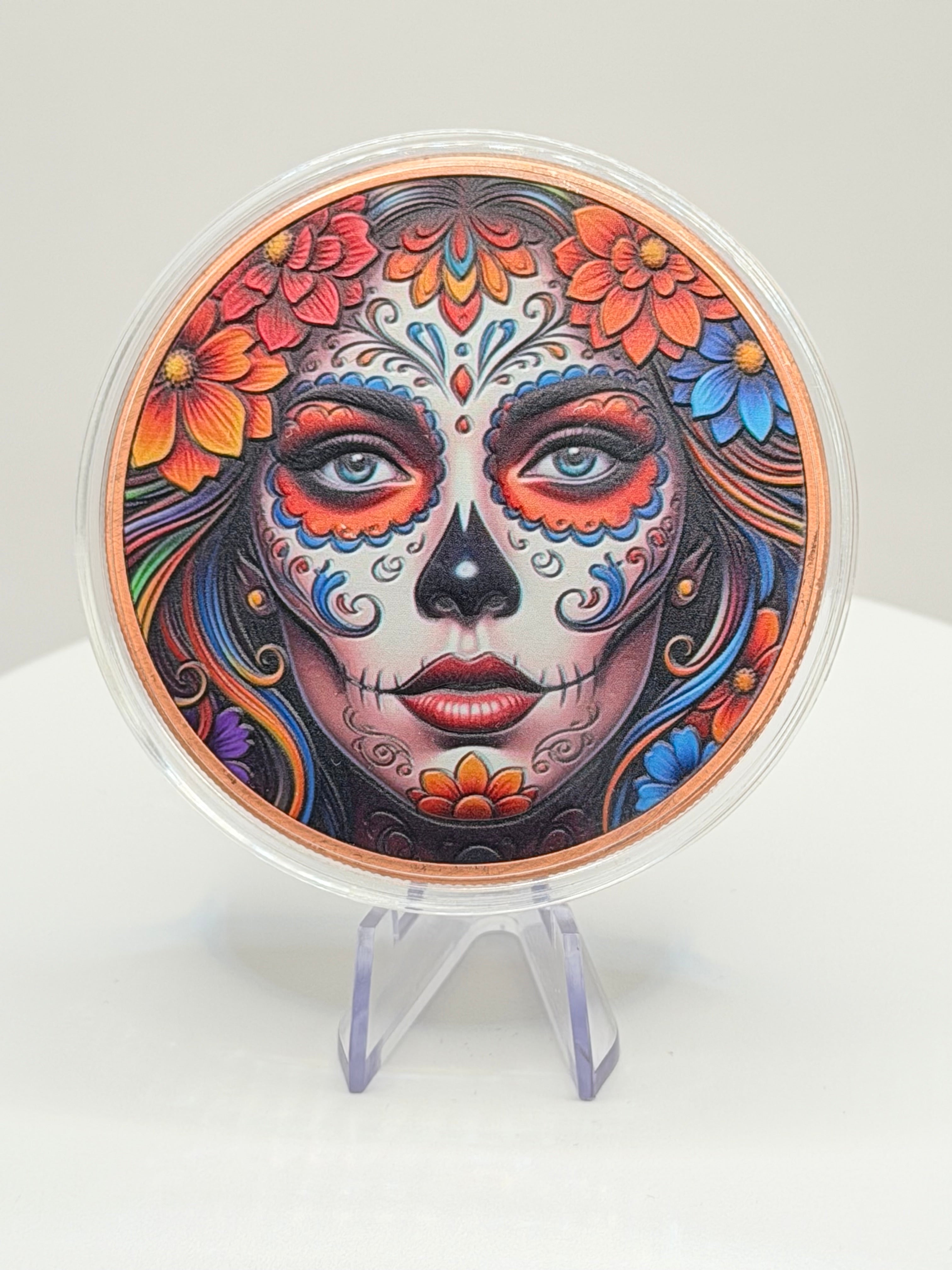 La Catrina Day of the Dead 5 oz Colorized .999 Copper Round