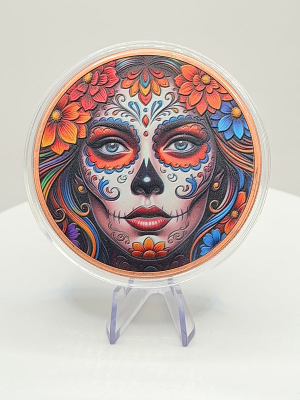 La Catrina Day of the Dead 5 oz Colorized .999 Copper Round