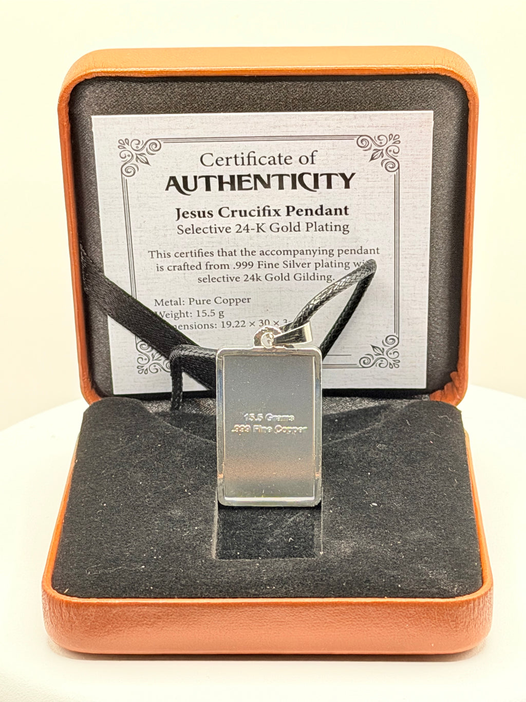 Jesus Crucifix Pendant 24K Gold Plated Silver Plating Box COA