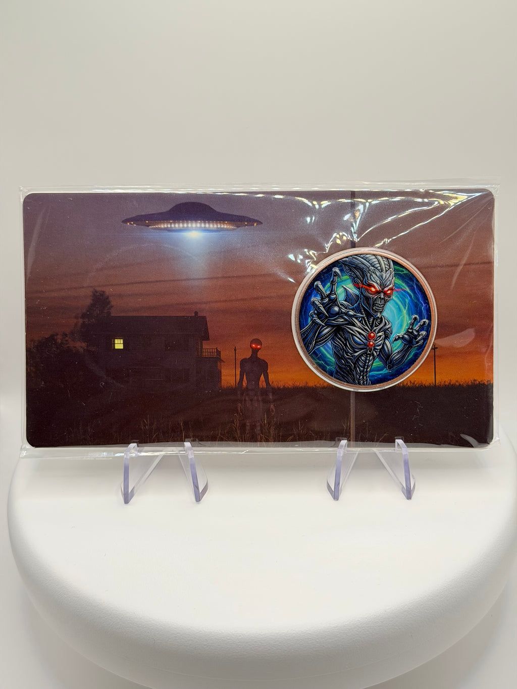 Alien Abduction 1 oz Colorized .999 Copper Round & Board Set