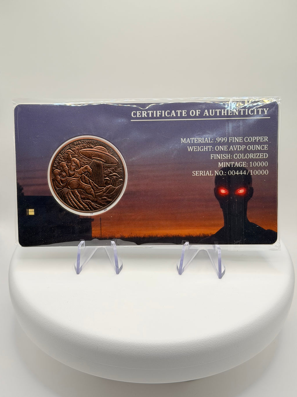 Alien Abduction 1 oz Colorized .999 Copper Round & Board Set