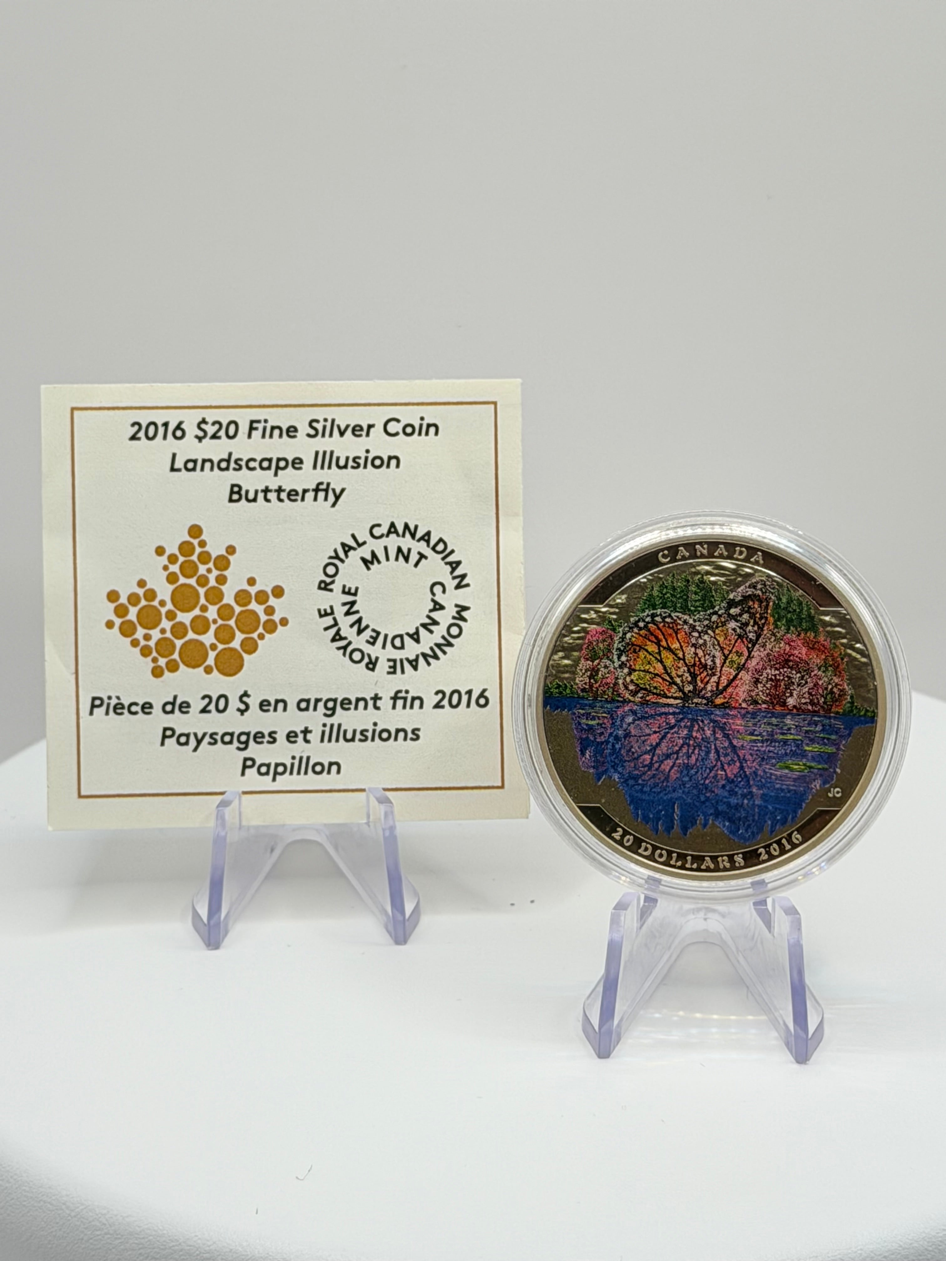 2016 Canada $20 Landscape Illusion Butterfly 1 oz Silver Coin