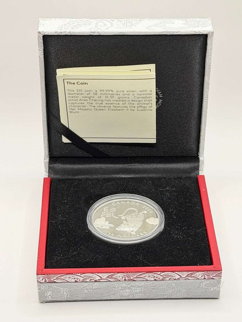 2020 Canada $15 Lunar Year of the Rat 1 oz Silver Proof Coin with COA and Box