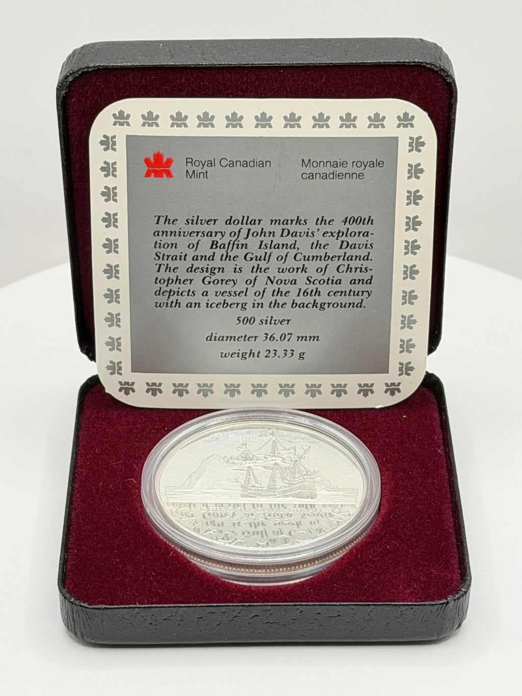 1987 Canada Davis Strait Centennial $1 Silver Proof Coin Boxed
