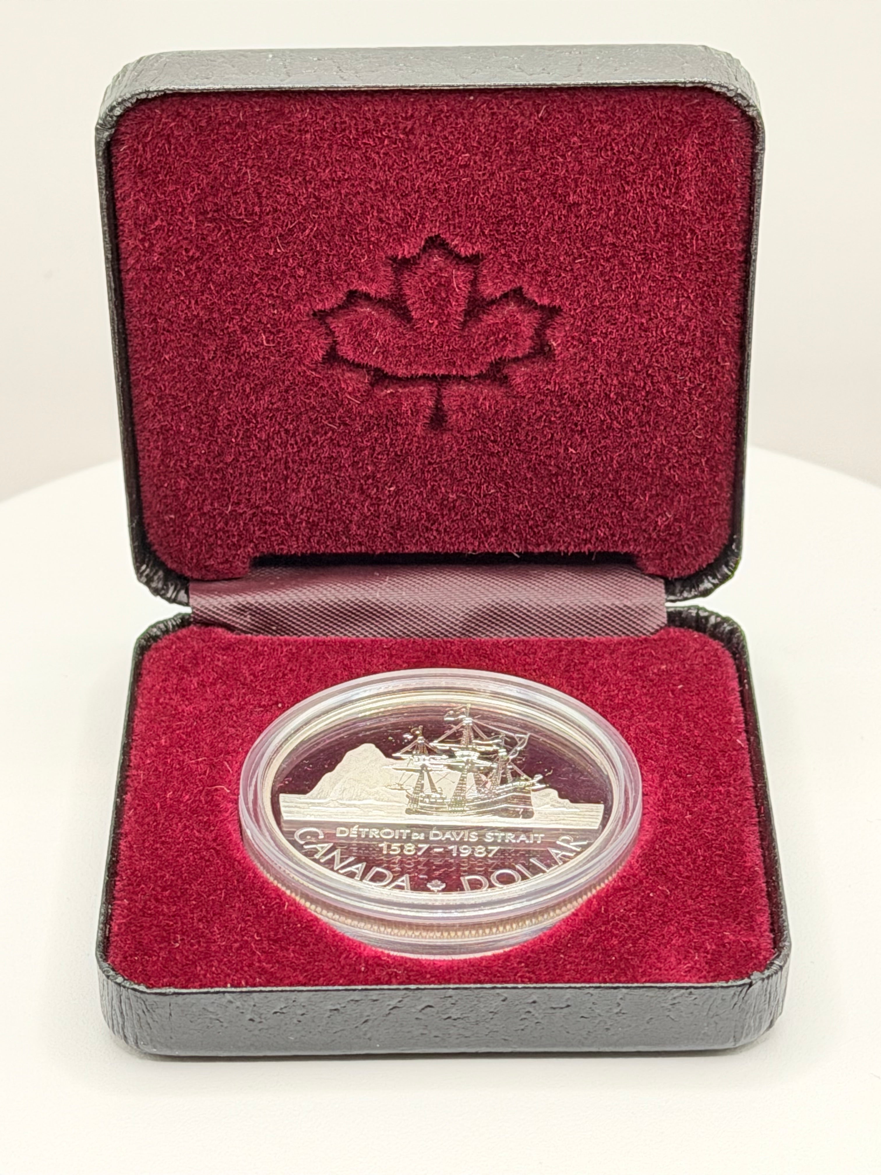 1987 Canada Davis Strait Centennial $1 Silver Proof Coin Boxed