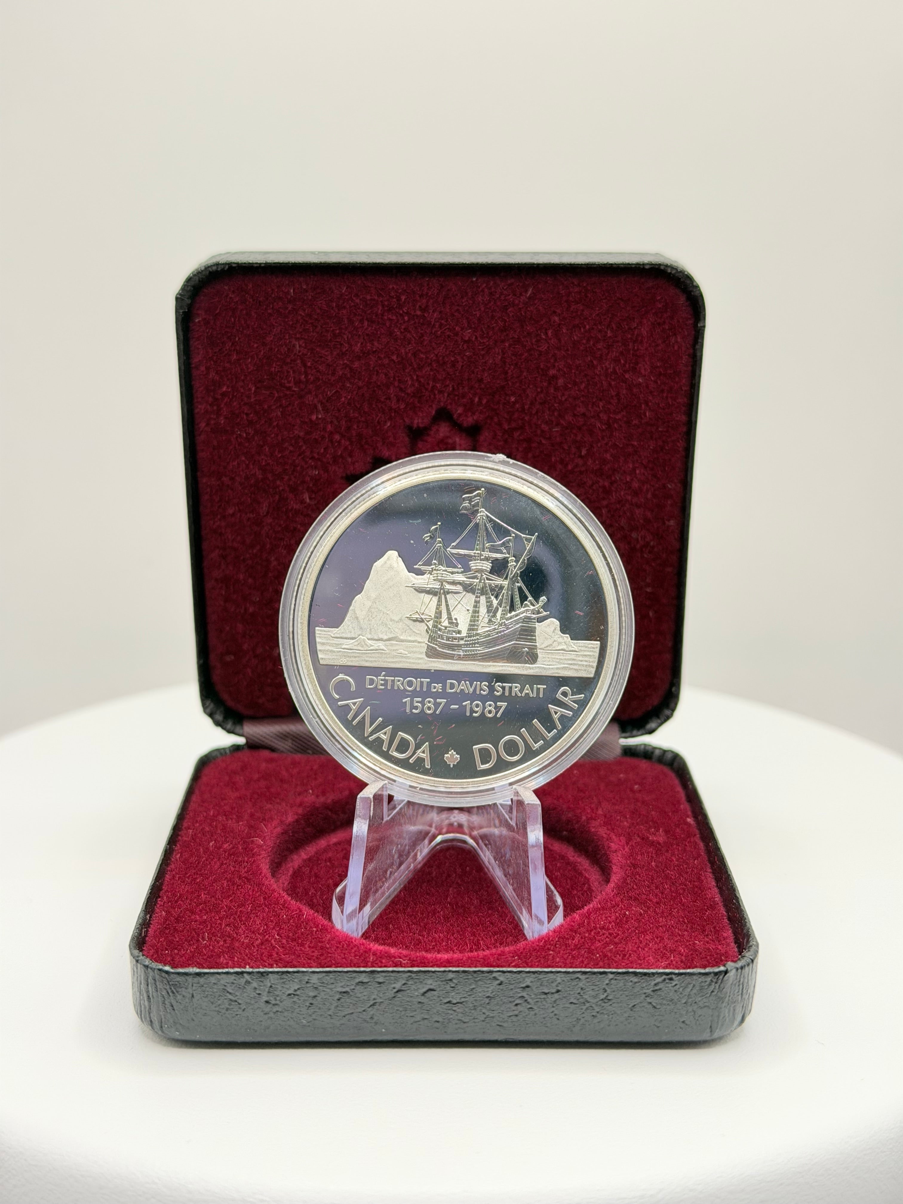 1987 Canada Davis Strait Centennial $1 Silver Proof Coin Boxed