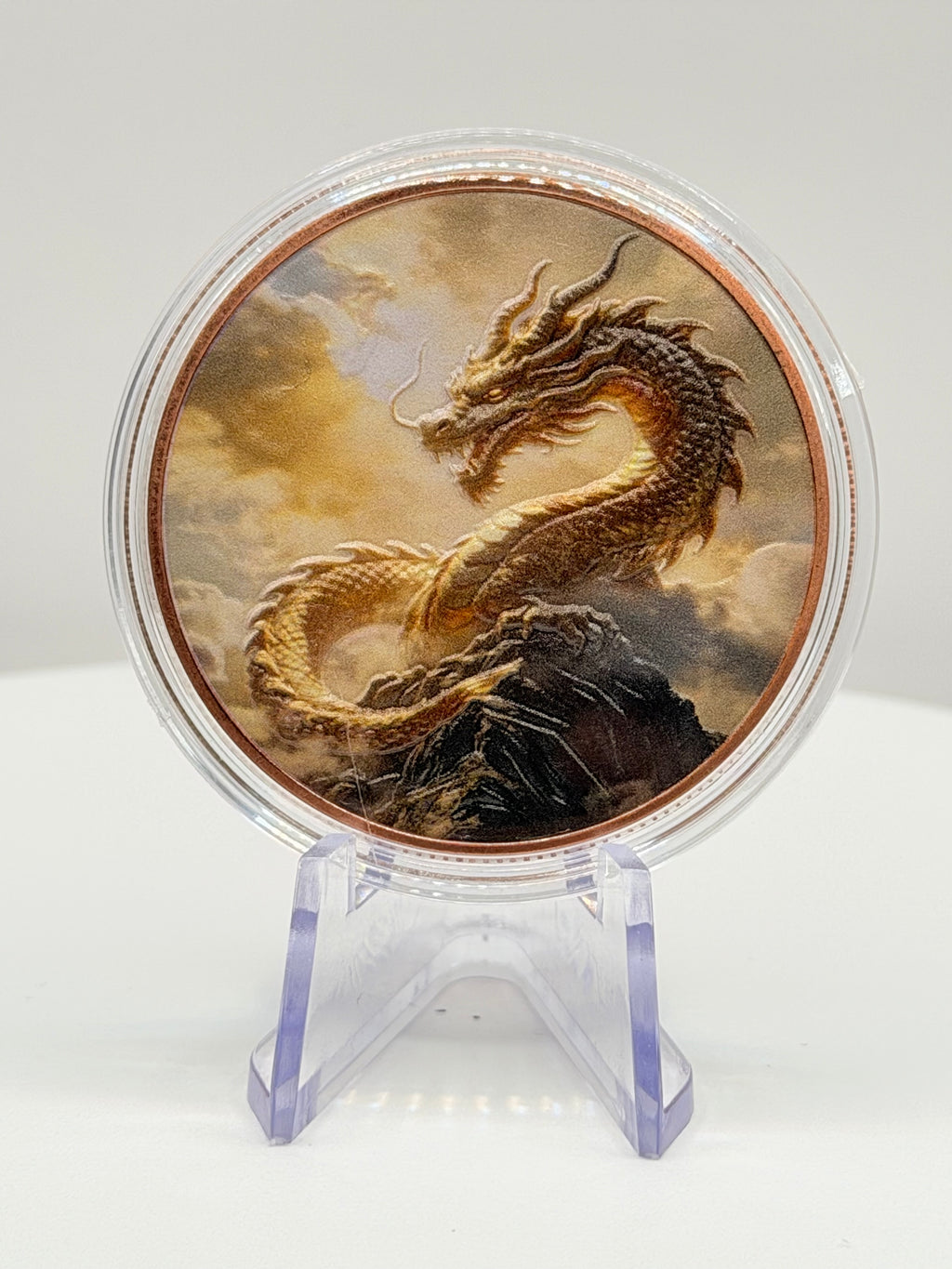 Imperial Golden Dragon 1 oz Colorized .999 Copper Round Bullion