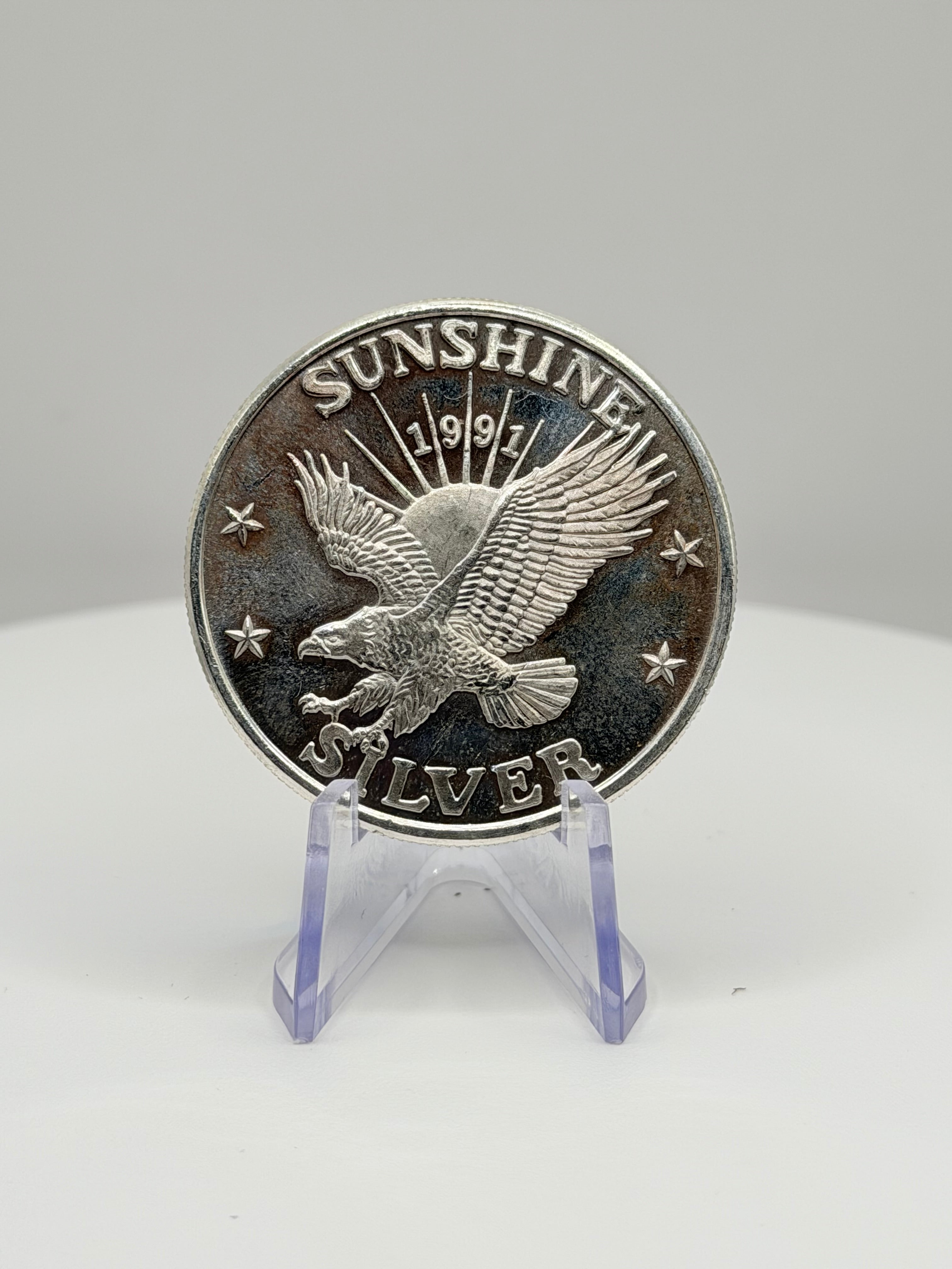 1991 Sunshine Mint 1 oz .999 Fine Silver Round Vintage SMI