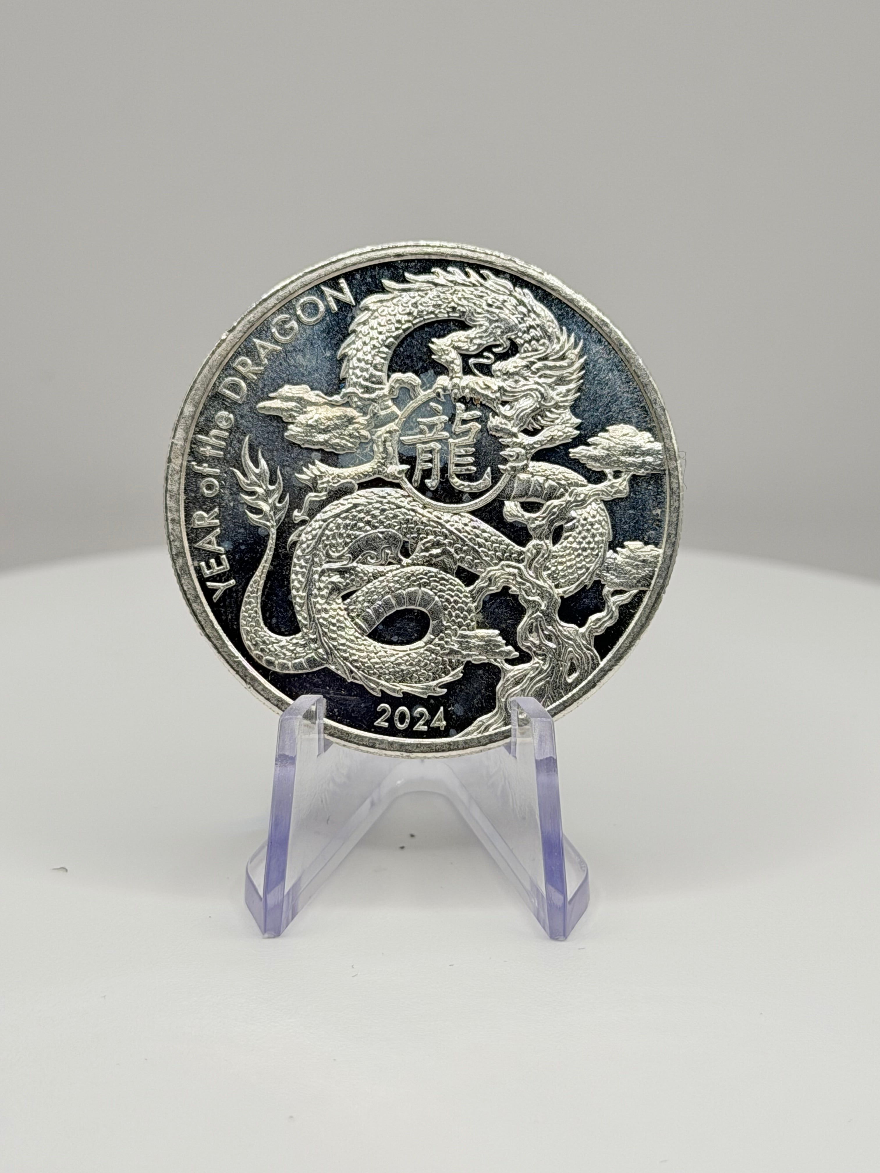 2024 Year of the Dragon 1 oz .999 Fine Silver Lunar Art Round