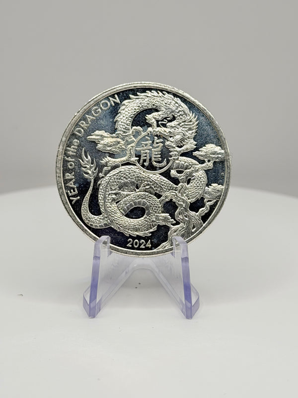 2024 Year of the Dragon 1 oz .999 Fine Silver Lunar Art Round