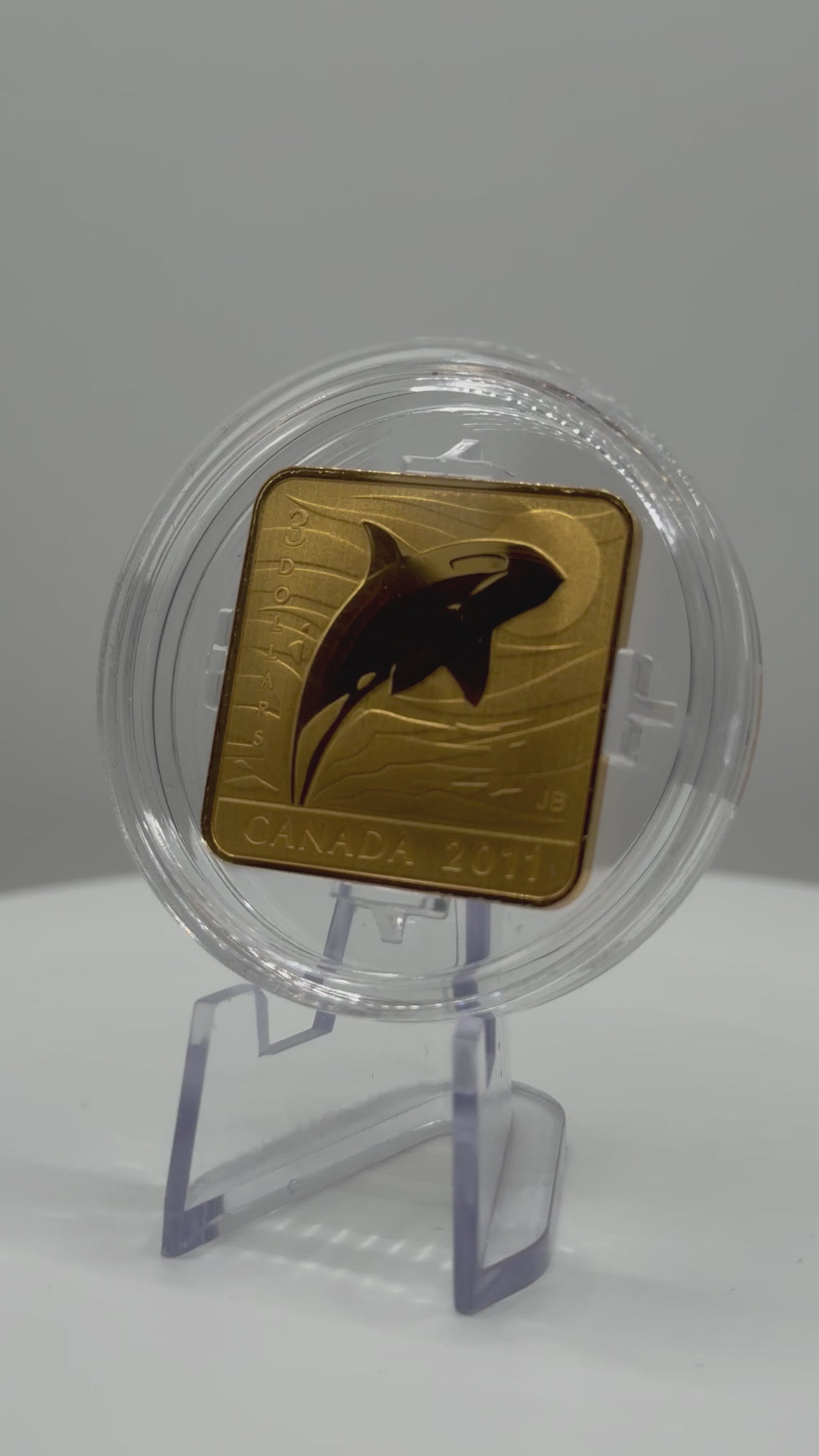 2011 Canada $3 Wildlife Conservation Series: Orca Whale Gold-Plated Sterling Silver Square Coin (Box & COA)