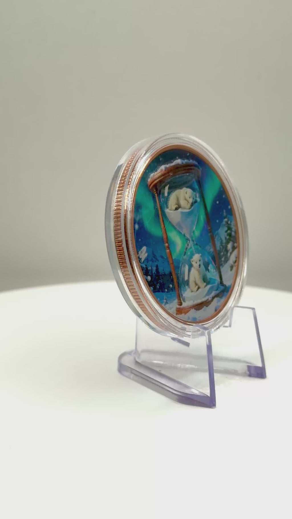 Arctic Hourglass Polar Bears 1 oz Colorized .999 Copper Round