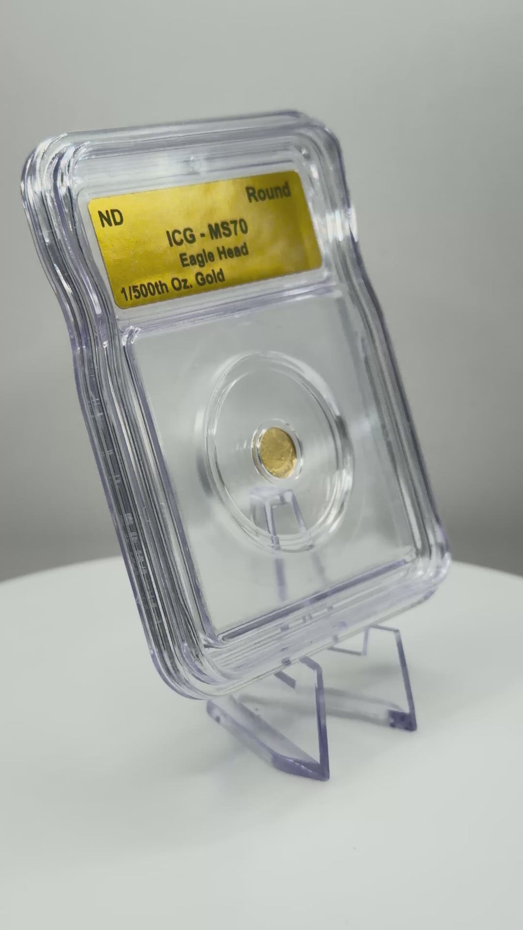 ICG MS70 Eagle Head 1/500th oz Fractional Gold Round Slabbed