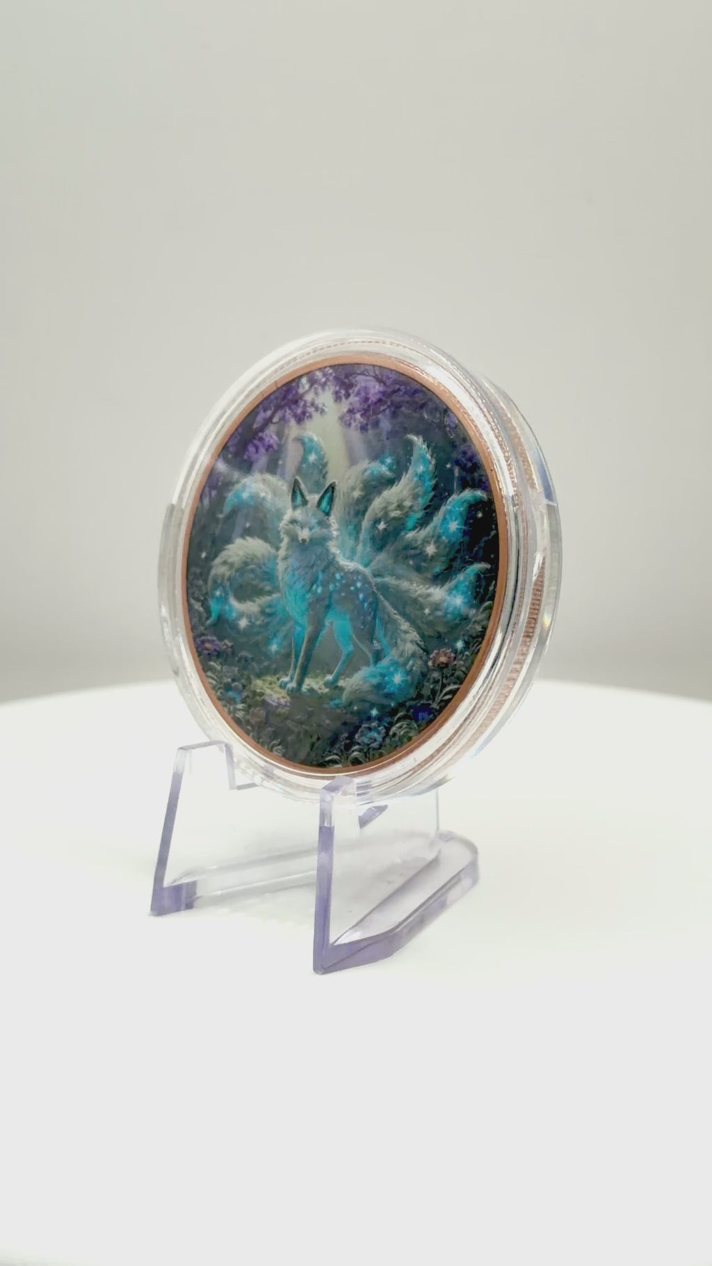 Mystical Nine-Tailed Cosmic Fox 1 oz .999 Fine Copper Art Round - Limited Edition Colorized Bullion